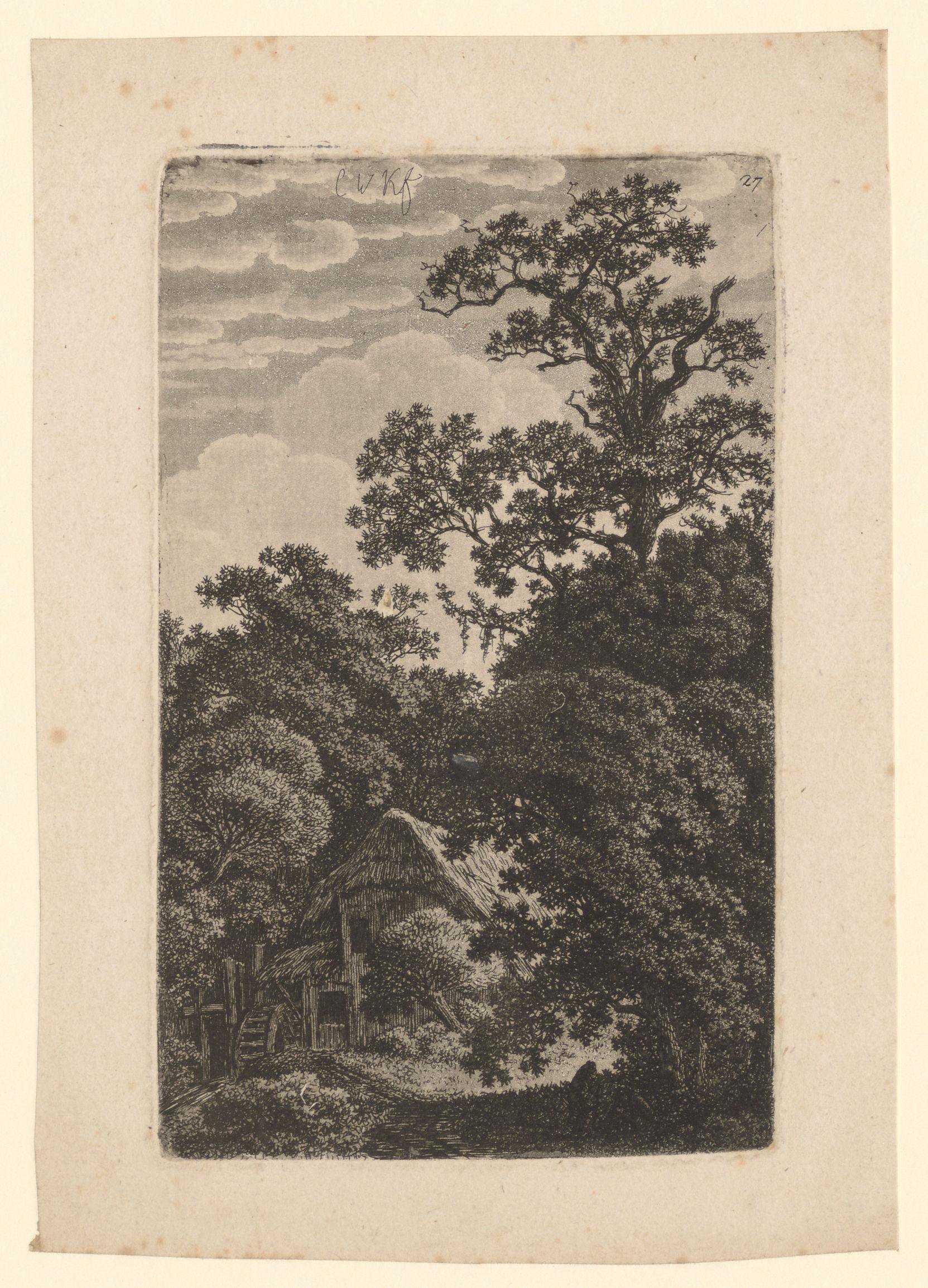 Bosrijk landschap met een watermolen