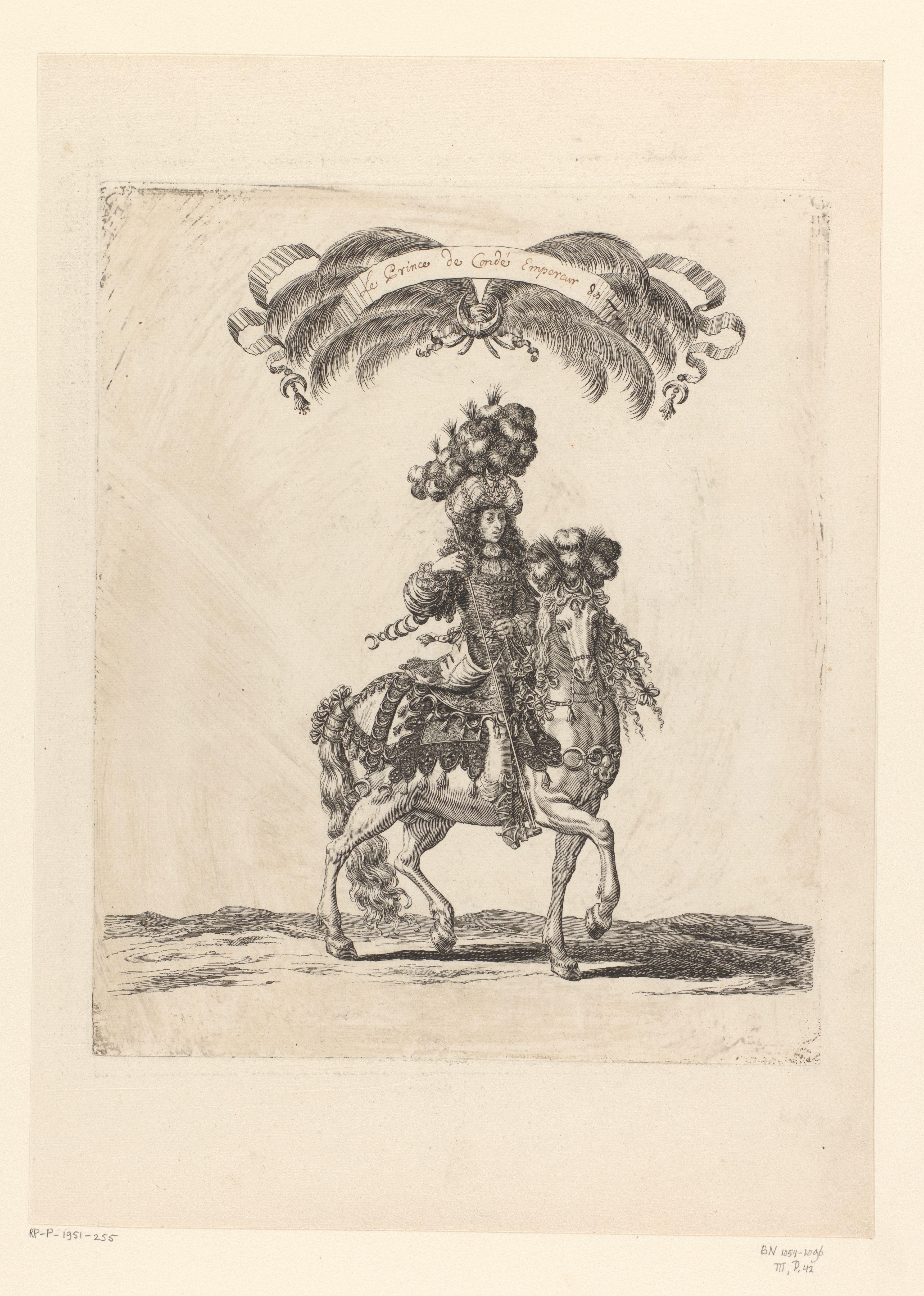 Lodewijk II de Bourbon-Condé te paard in Turks kostuum