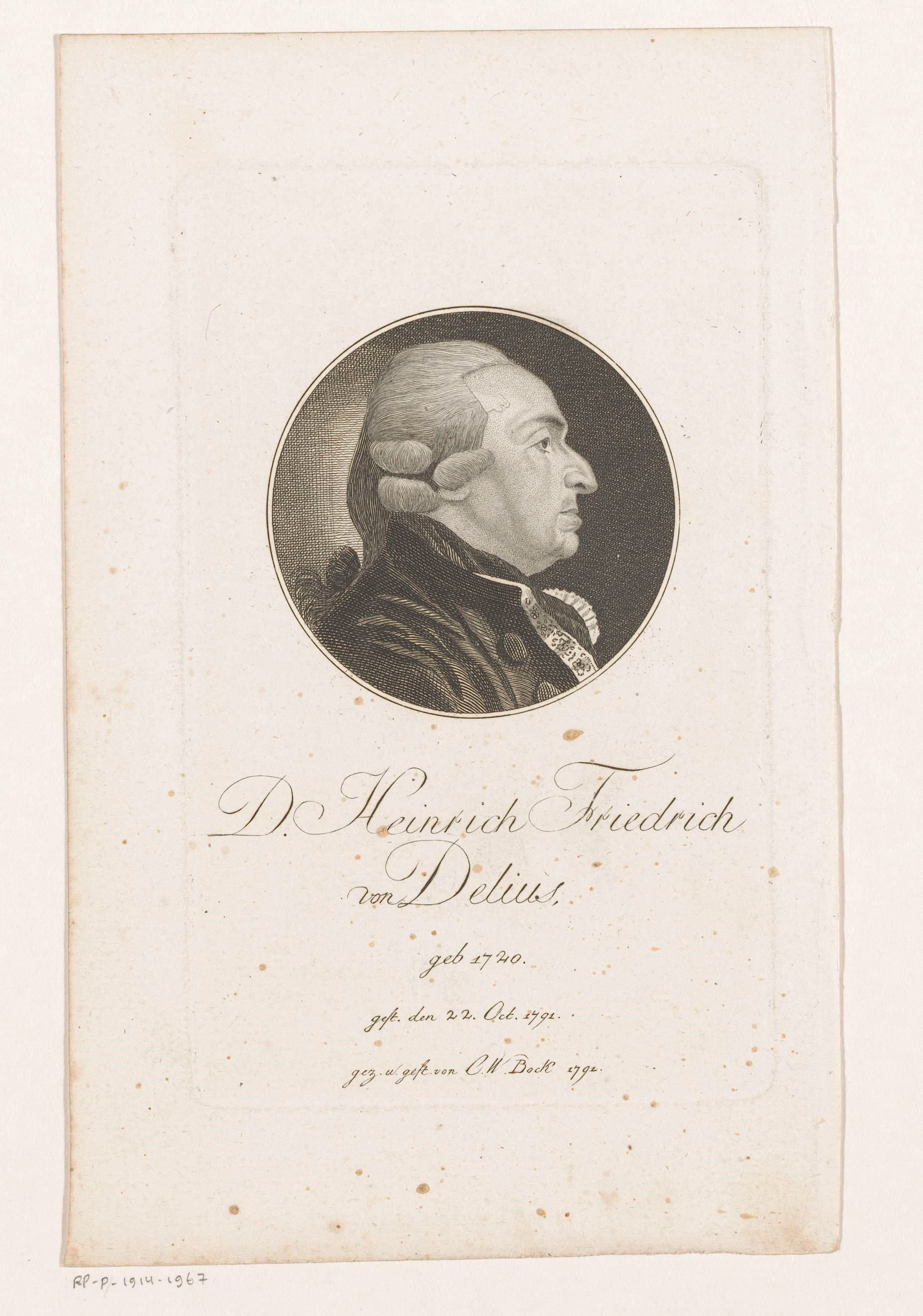 Portret van Heinrich Friedrich von Delius