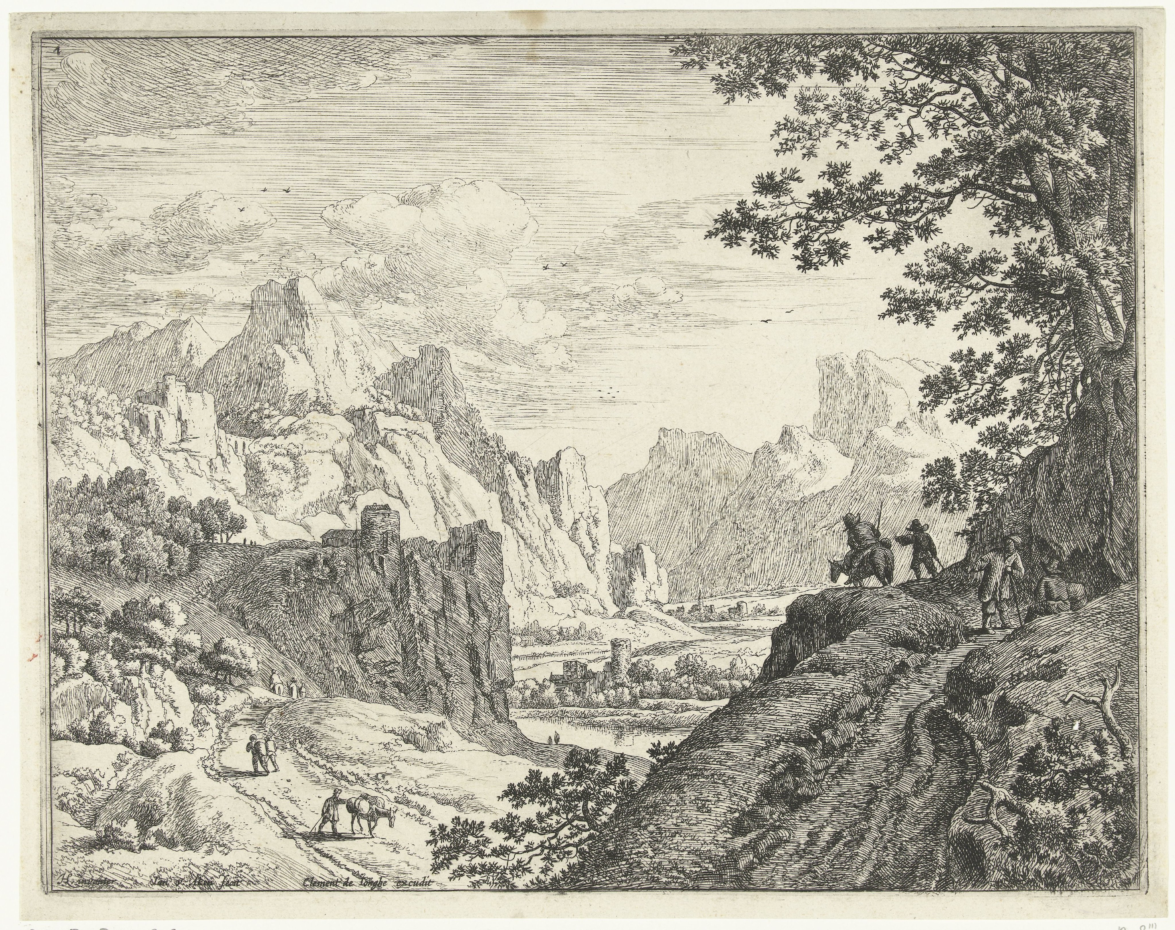 Rivierlandschap met reizigers