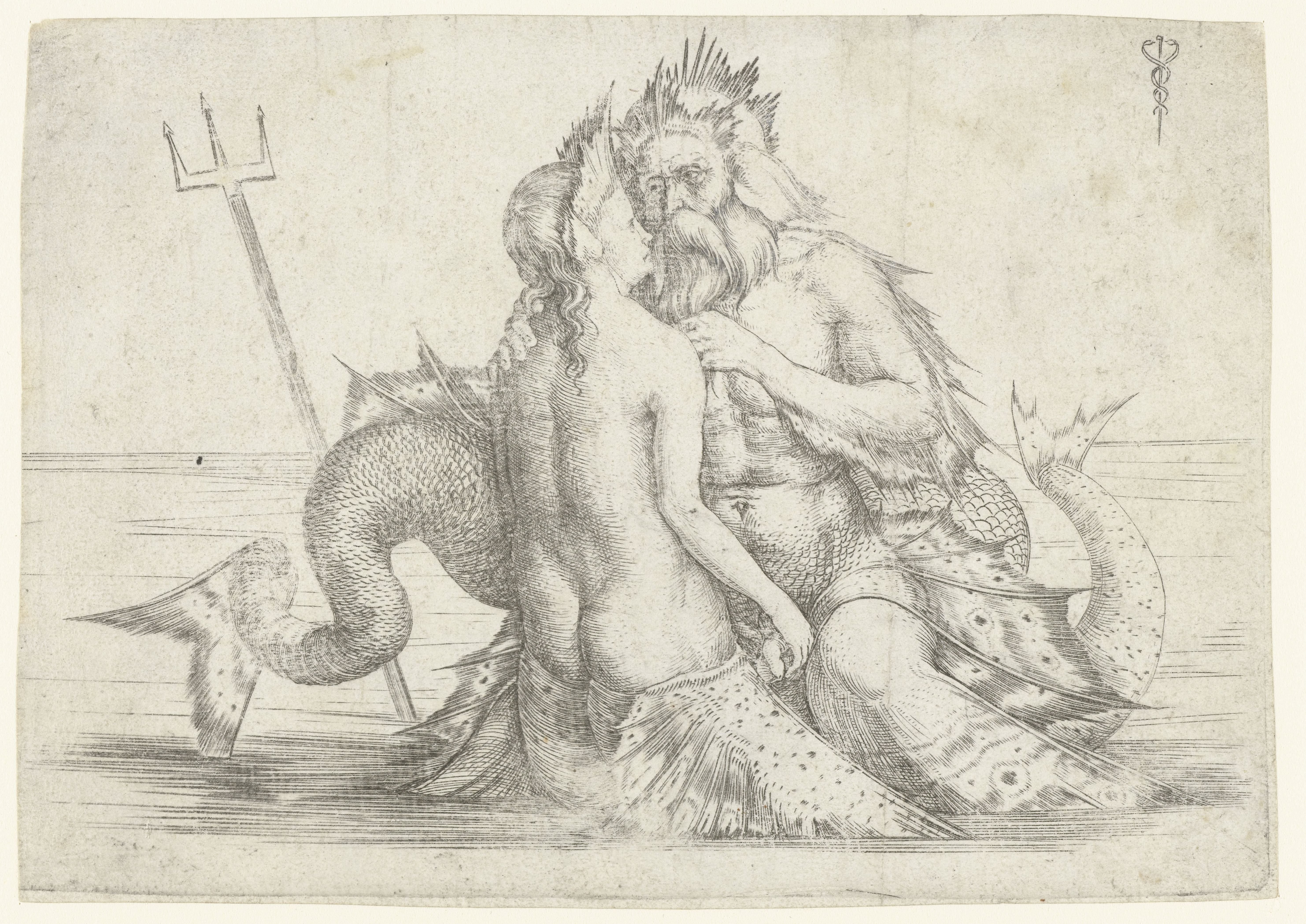 Triton en Nereïde in omhelzing