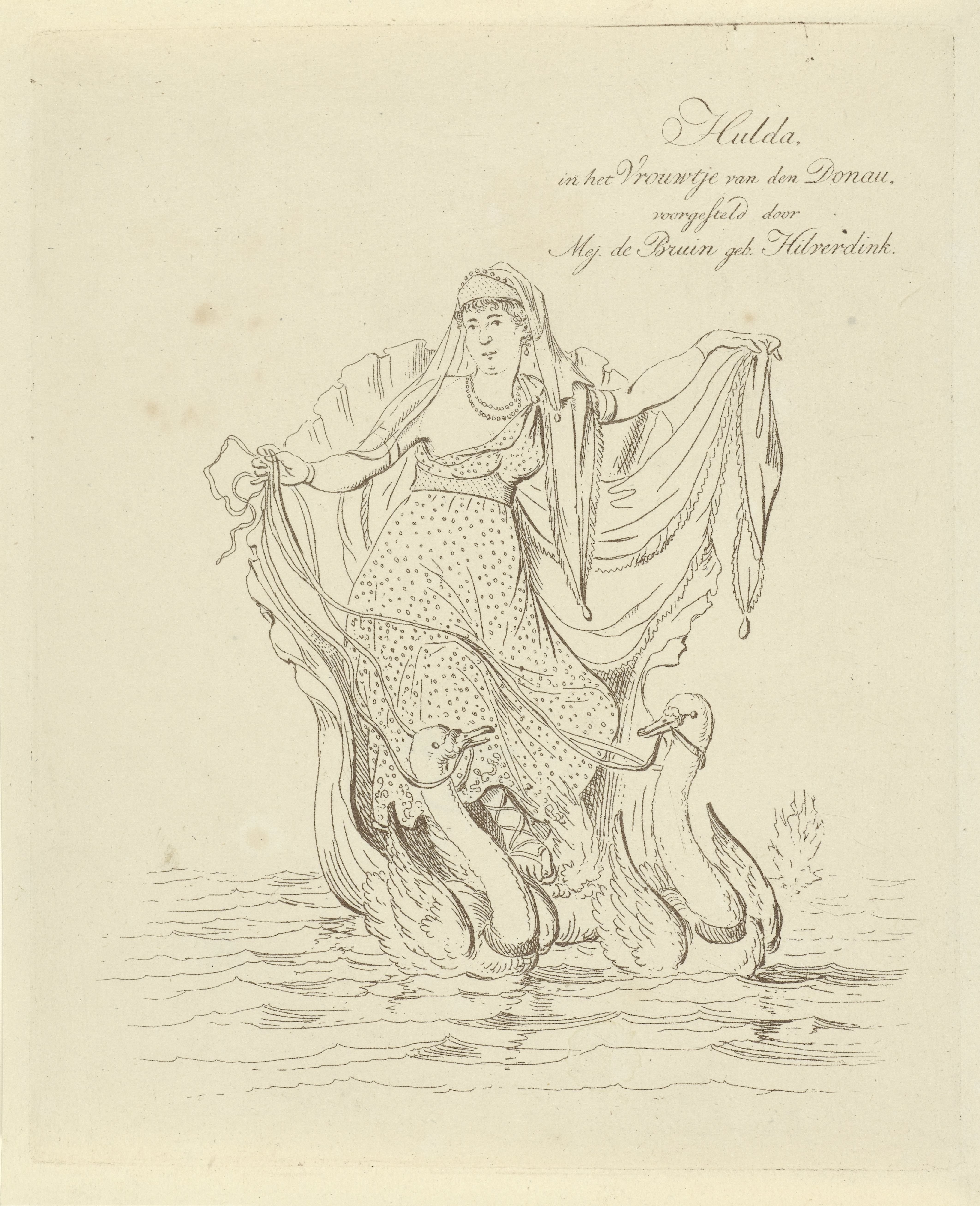 Portret van Helena Judith Hilverdink als Hulda in het toneelstuk Het vrouwtje van den Donau