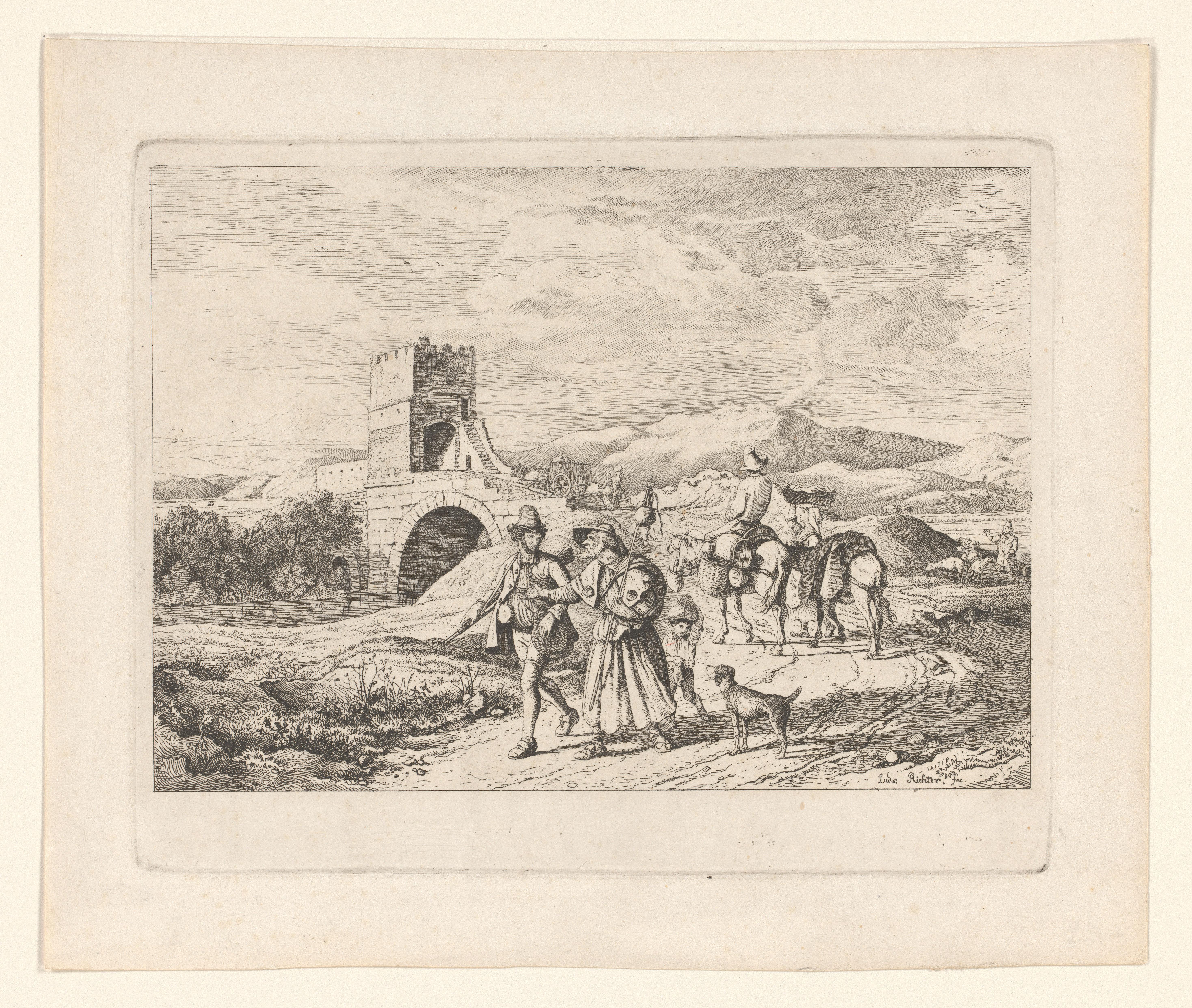 Landschap met de Ponte Salario in Rome