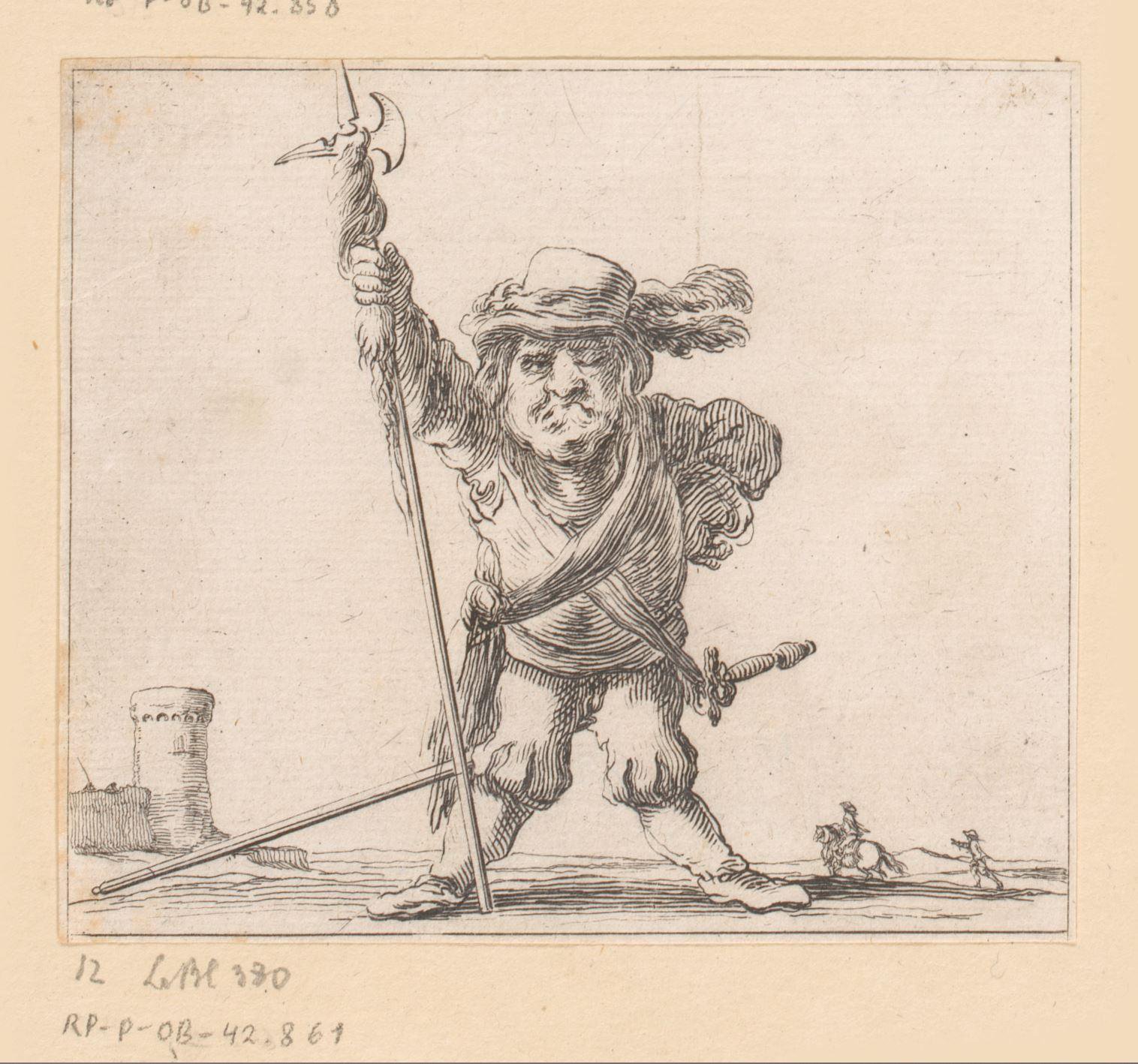 Karikatuur van een hellebaardier