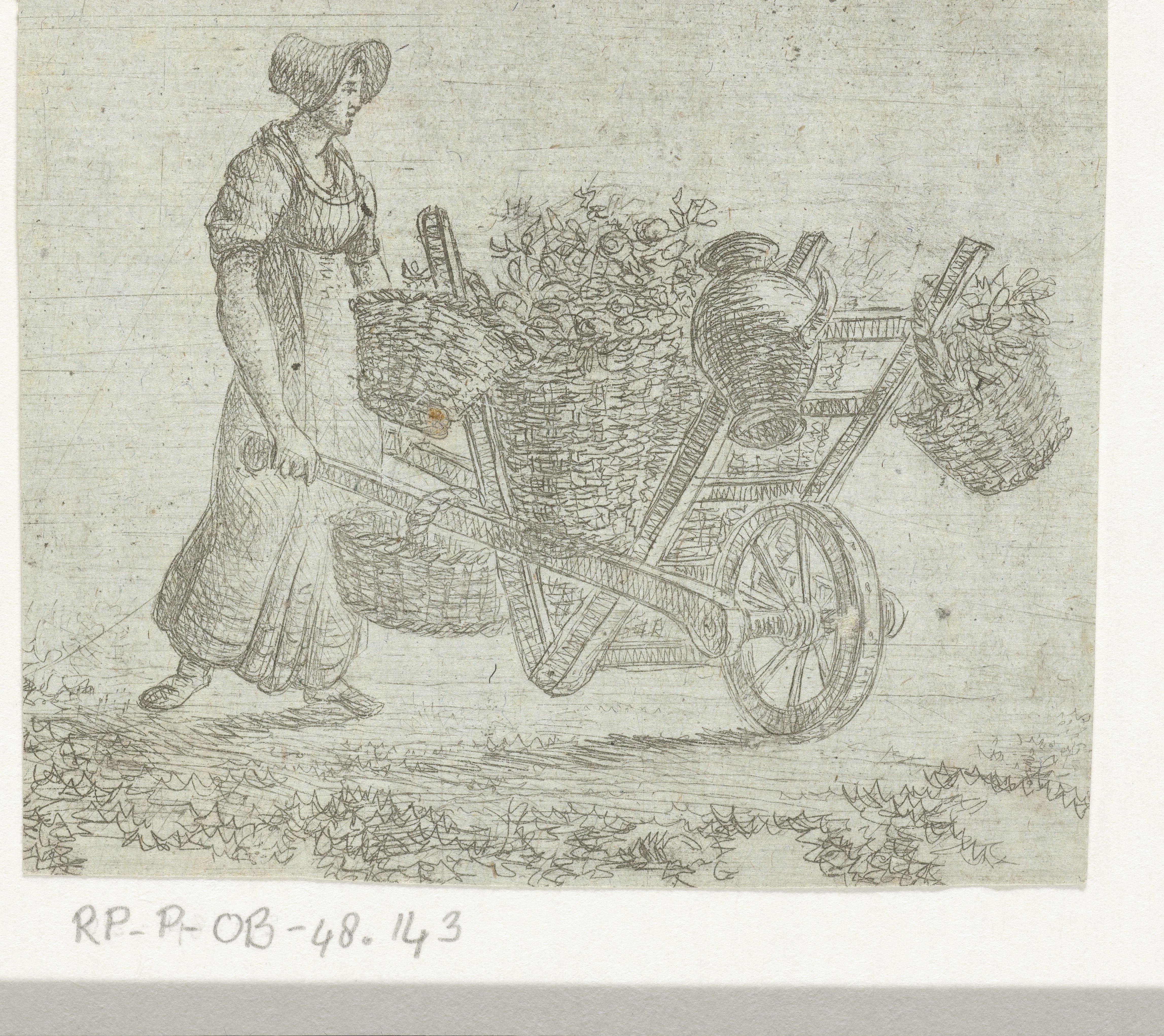 Vrouw met kruiwagen