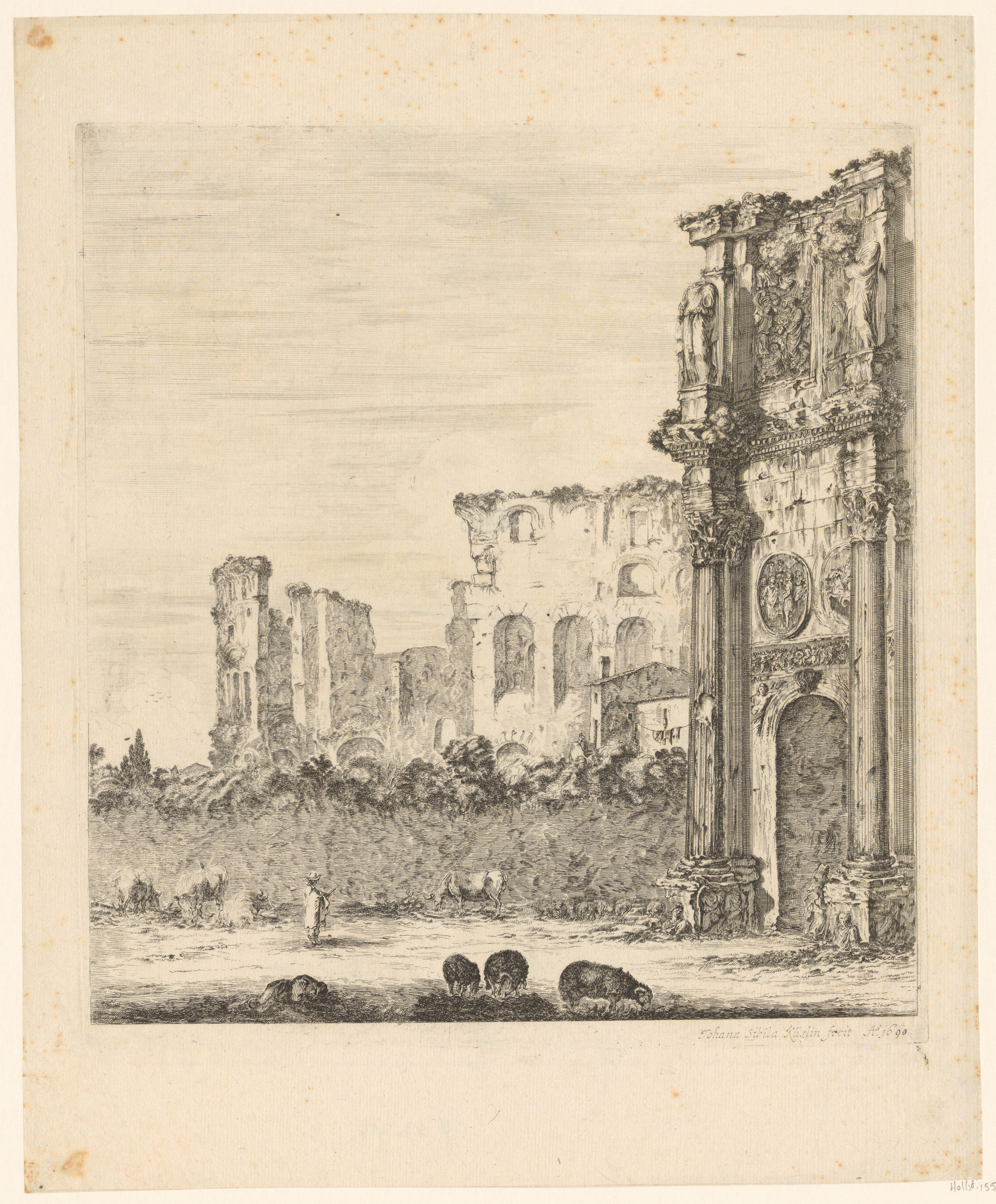 Gezicht op het Forum Romanum met de Boog van Constantijn en de Palatijn