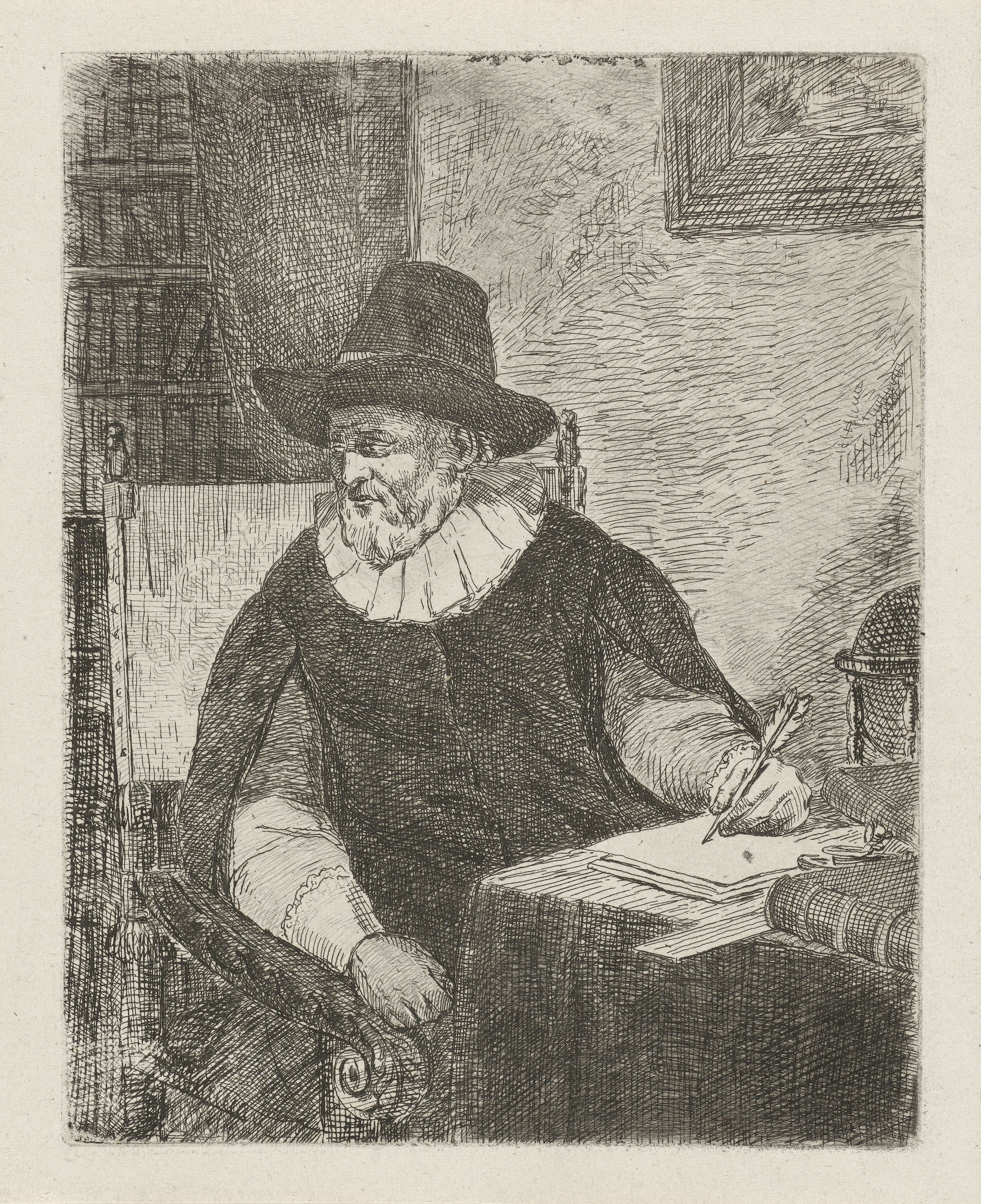 Man in een studeerkamer