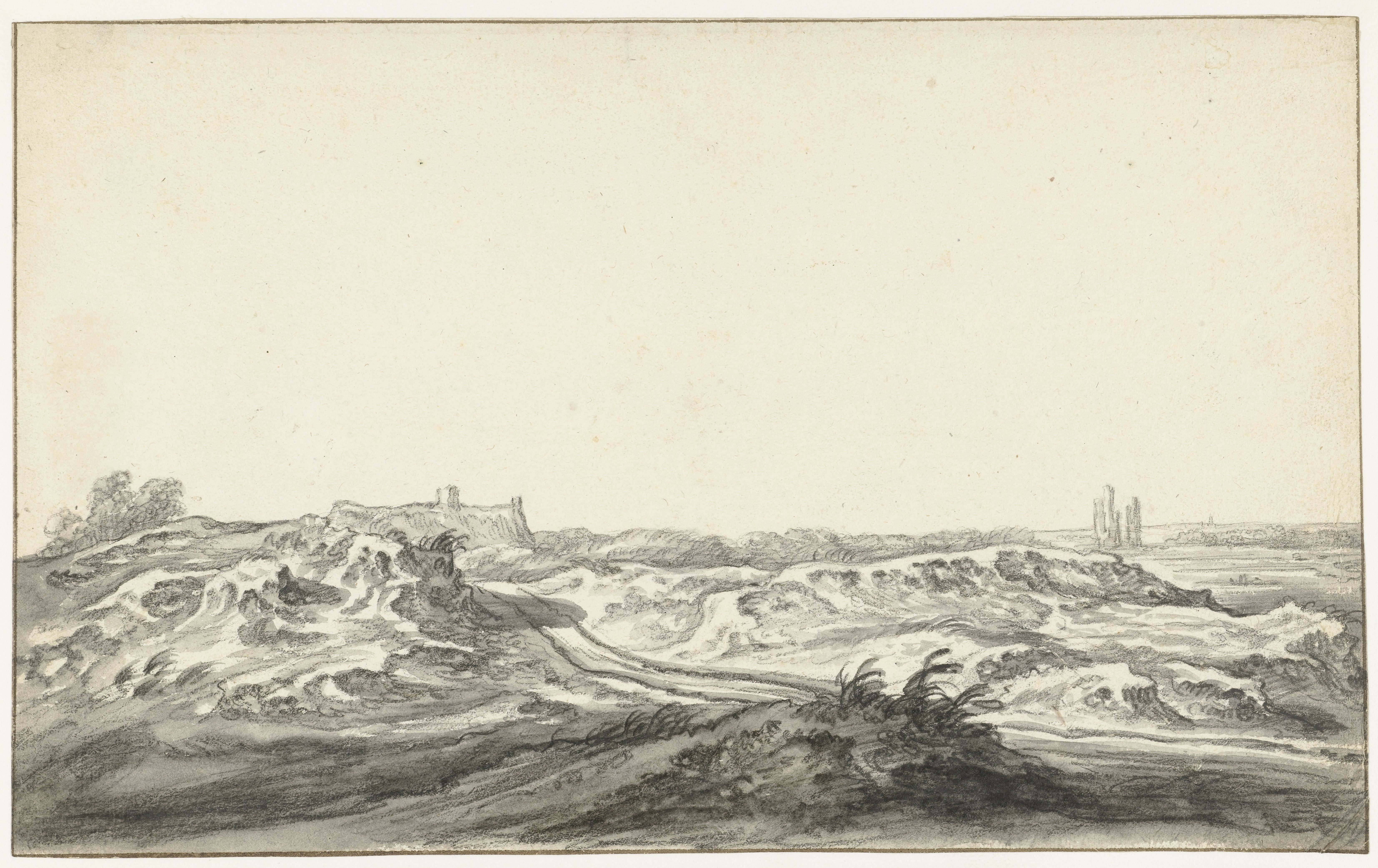 Gezicht uit de duinen op het Huis te Kleef bij Haarlem