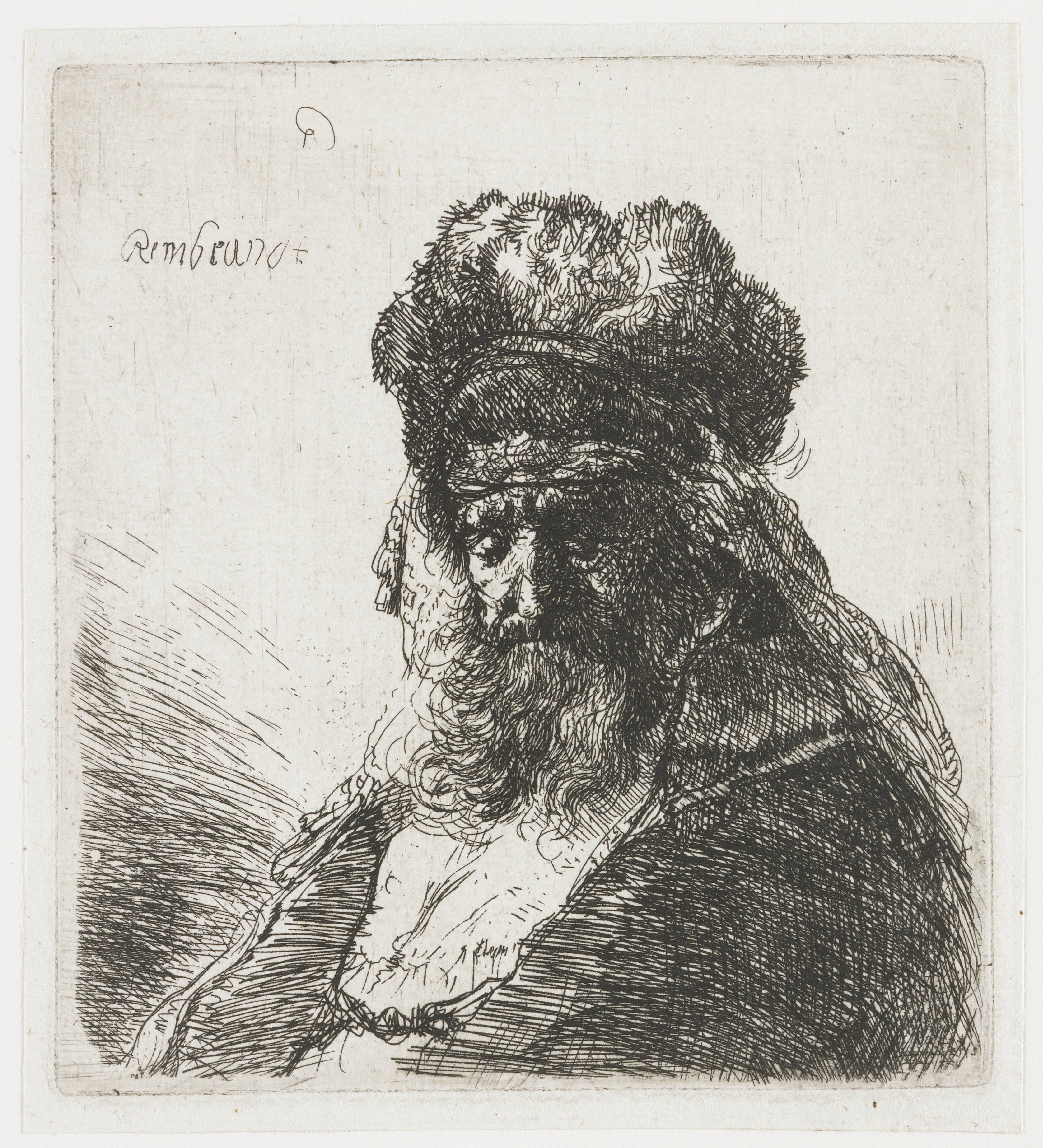 Bearded Old Man in a Fur Cap, with Eyes Closed