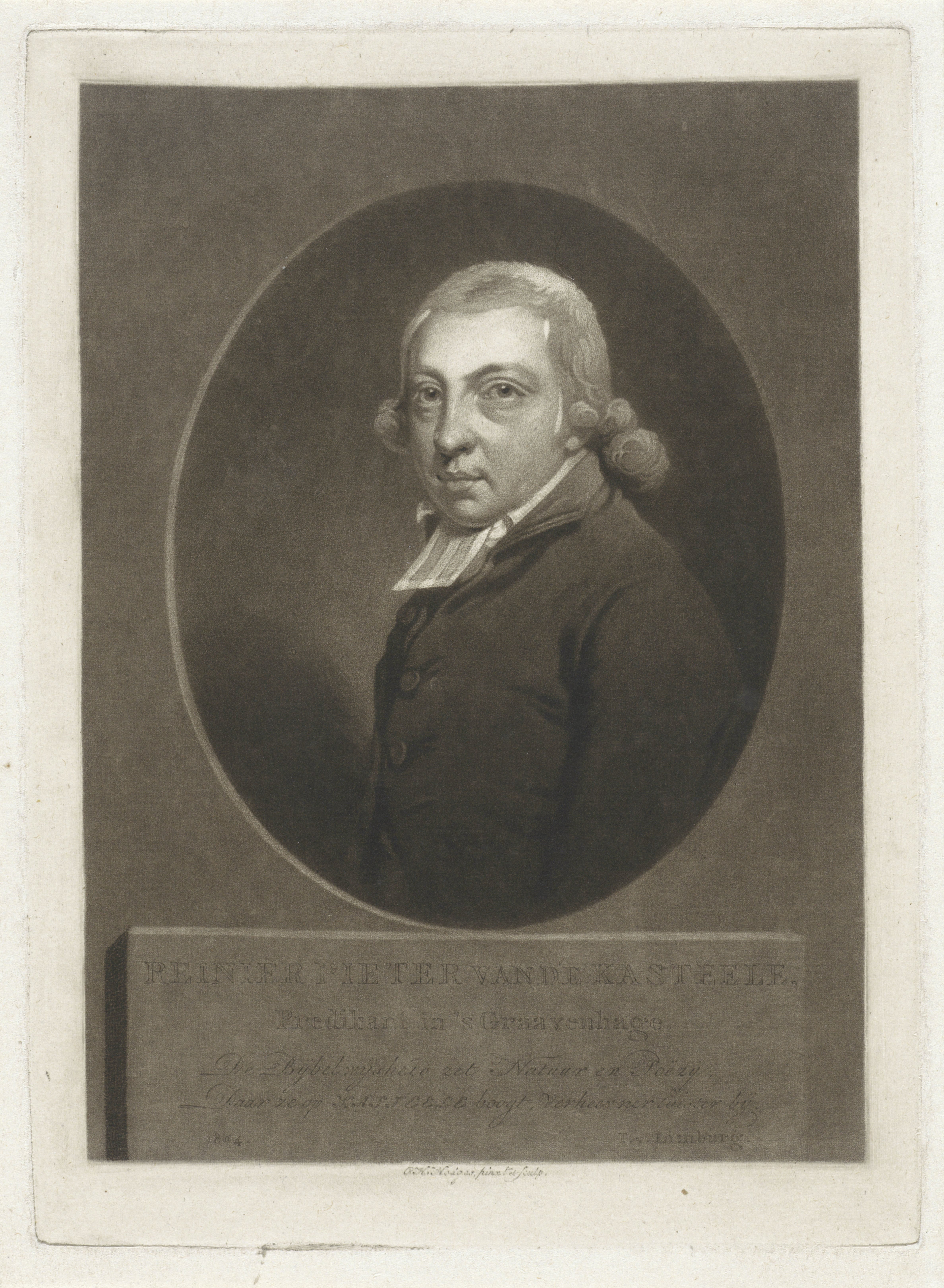 Portret van de dichter en predikant Reinier Pieter van de Kasteele