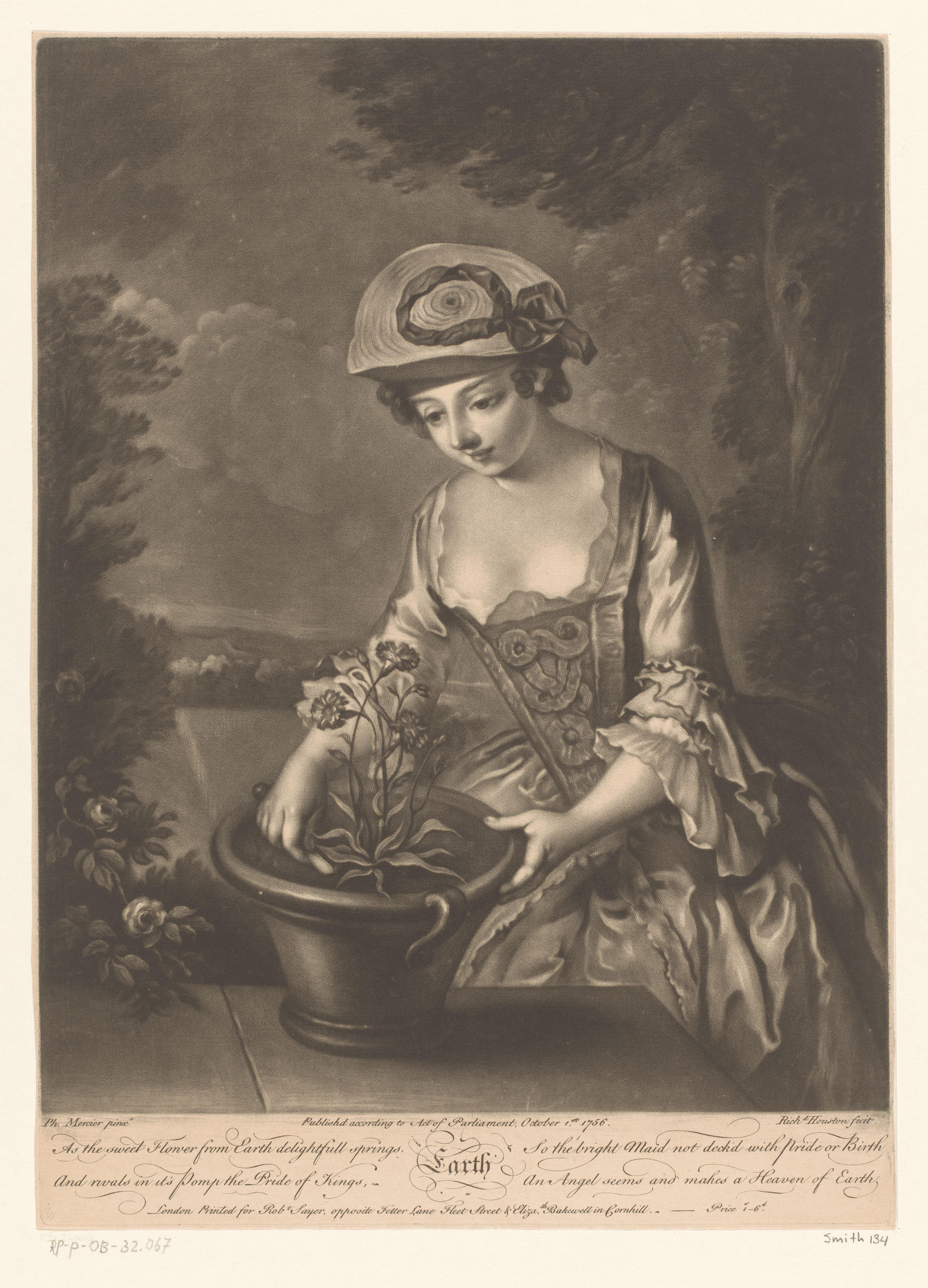 Jonge vrouw met een bloempot