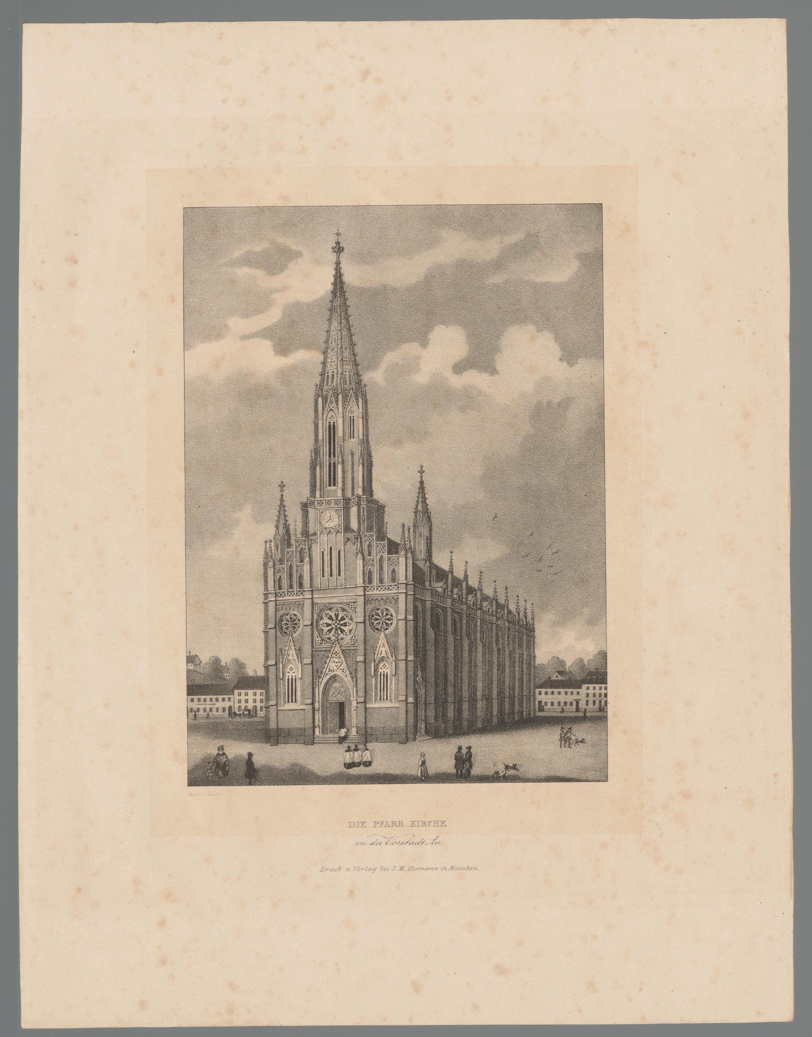 Gezicht op de Pfarr-Kirche in München