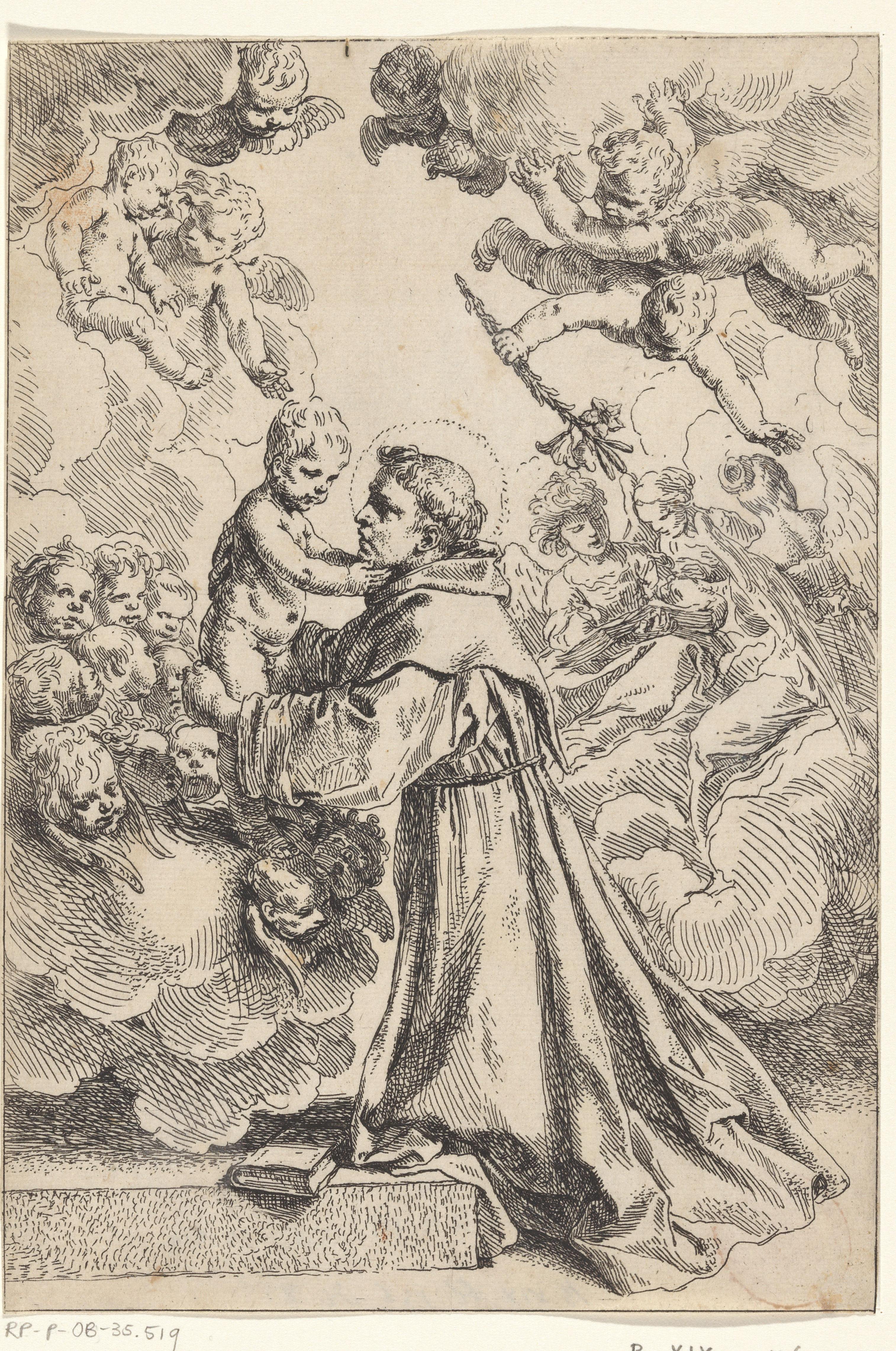 Heilige Antonius van Padua aanbidt het Christuskind