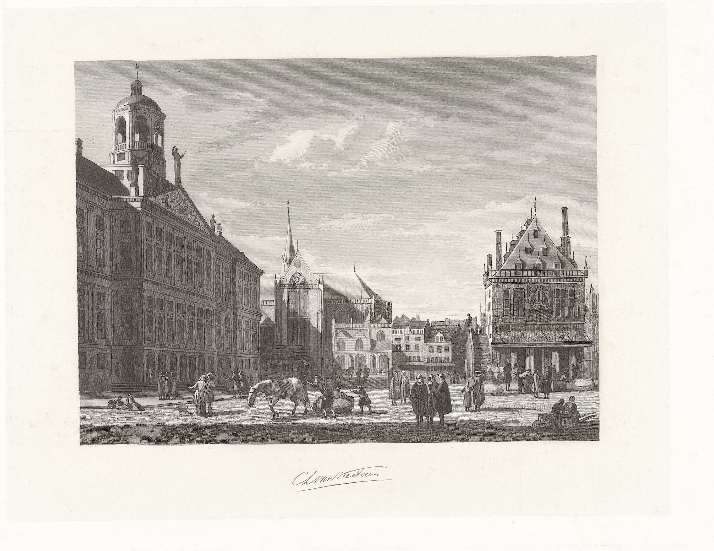 Gezicht op het Stadhuis op de Dam te Amsterdam
