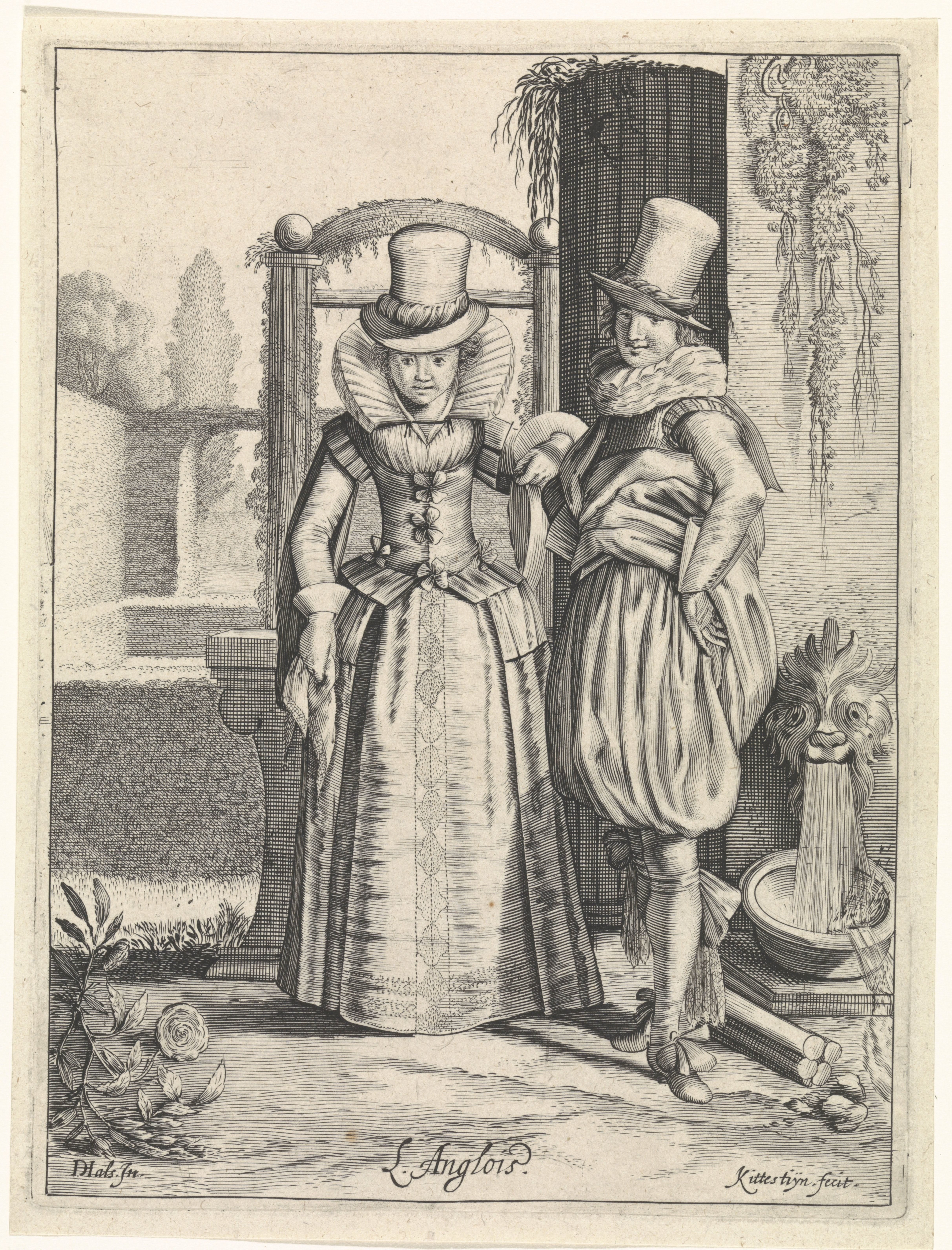 Elegant paar in Engelse kleding