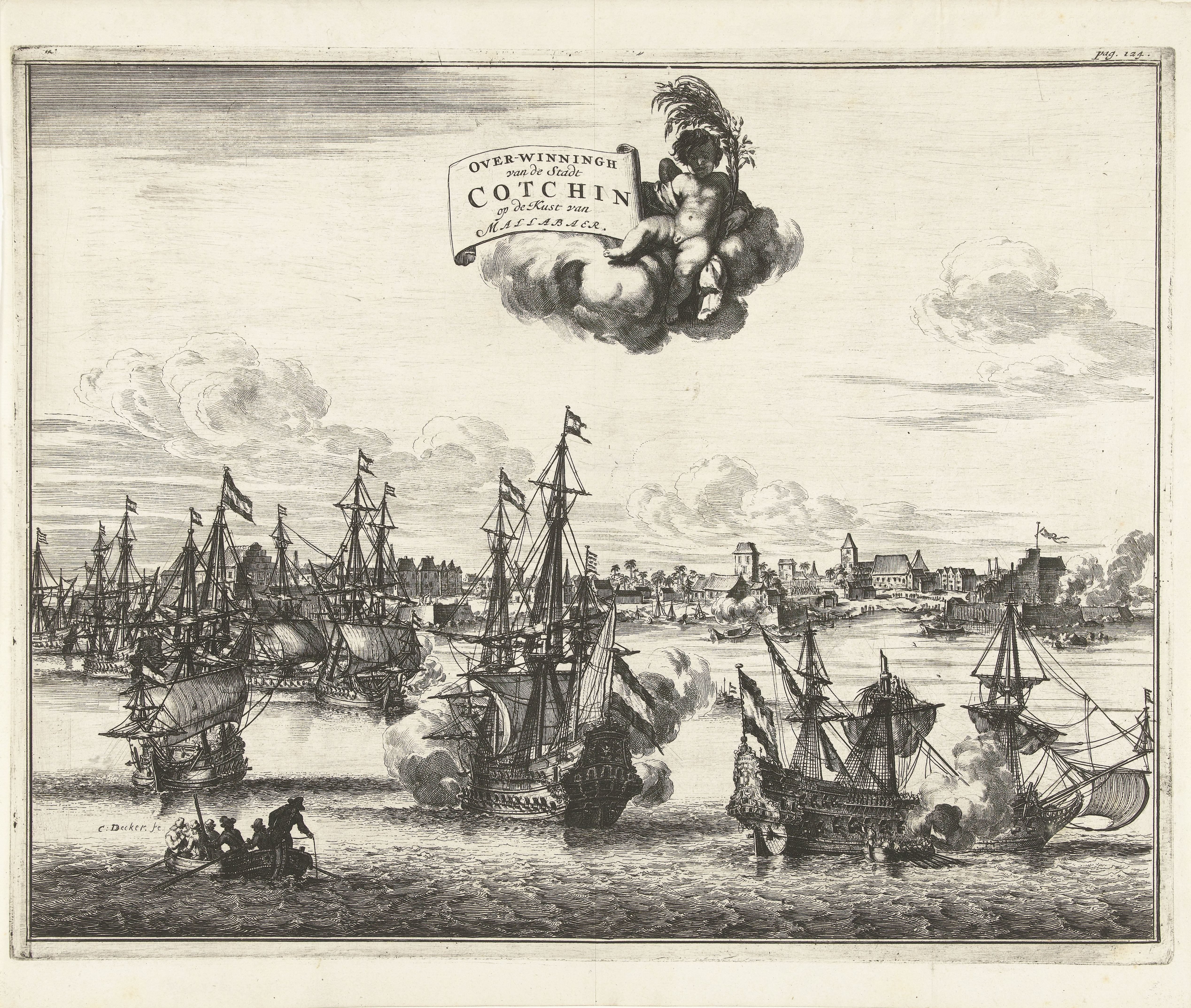 Inname van Cochin door Nederlandse V.O.C. schepen