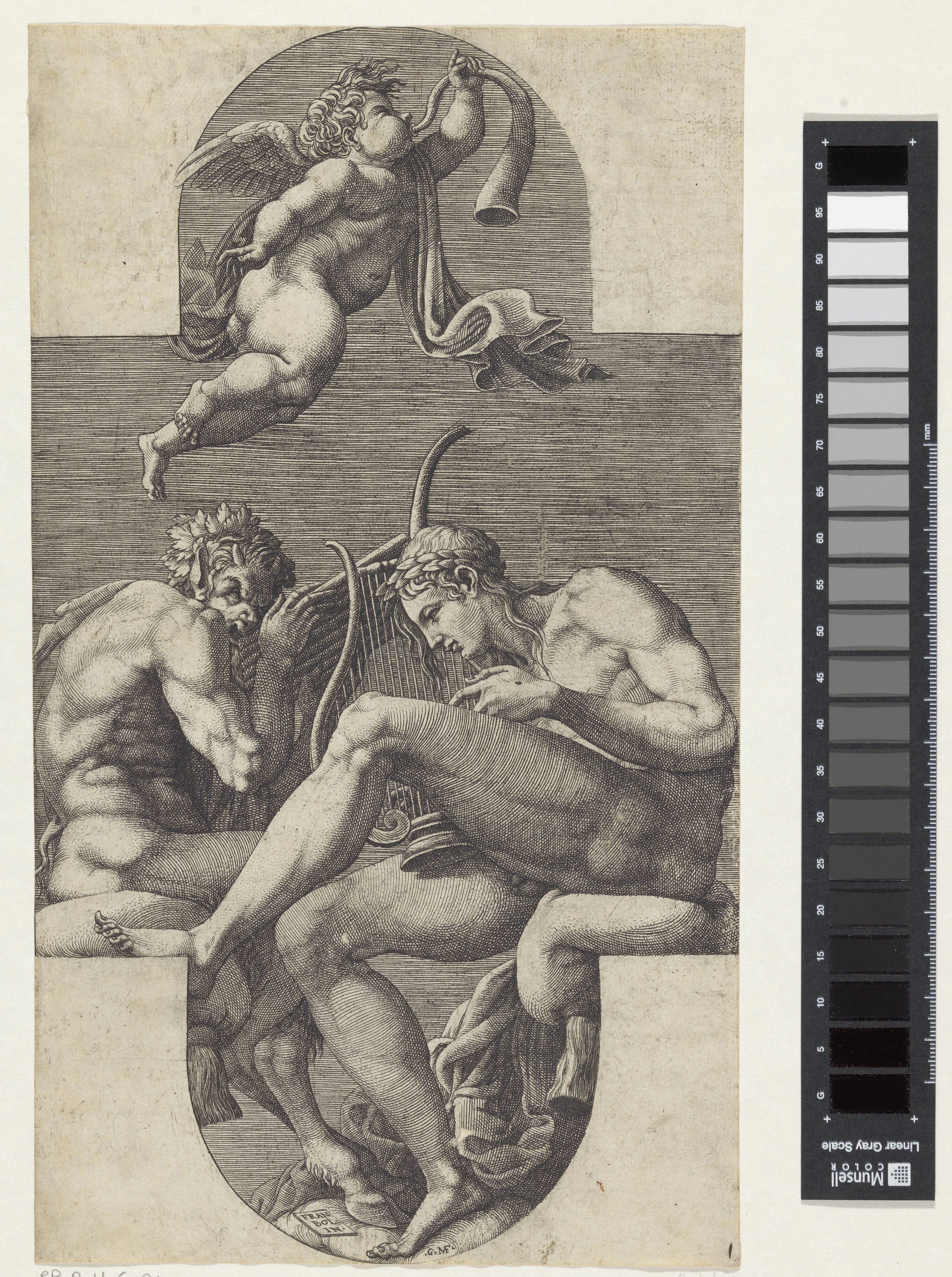 Apollo, Pan en een putto die op een hoorn blaast