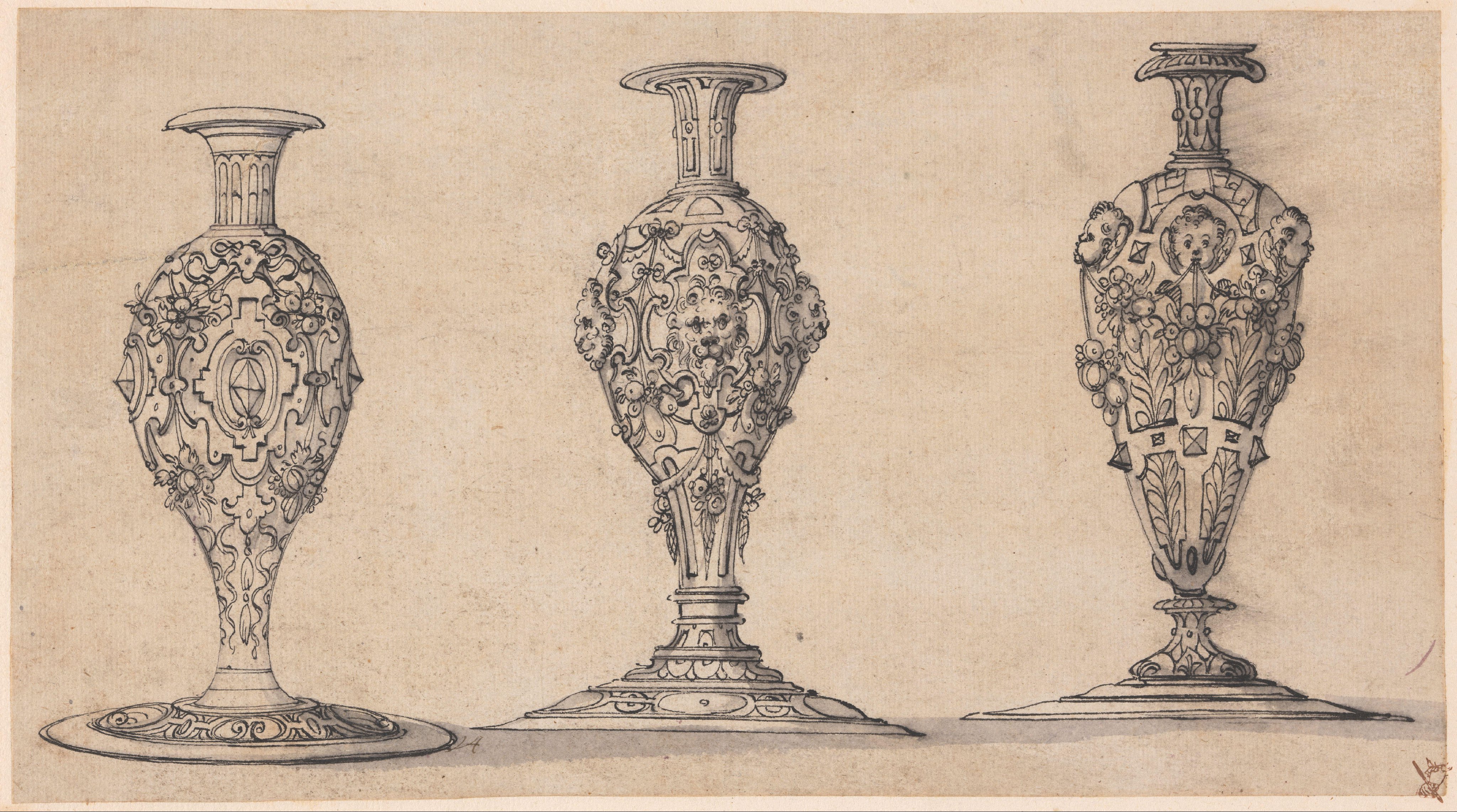 Ontwerp voor drie voeten van drinkschalen