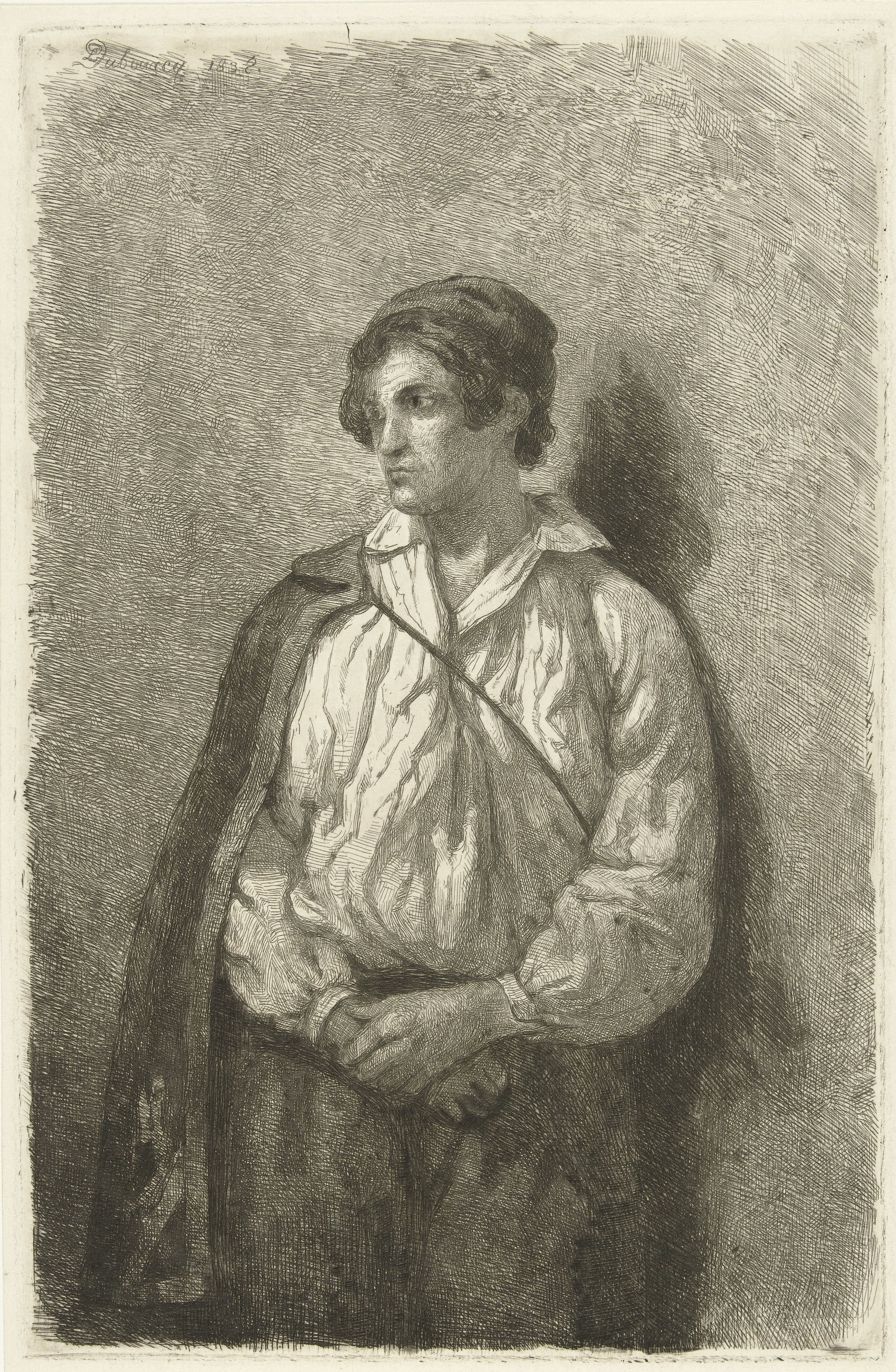Portret van een onbekende jonge man met muts en cape