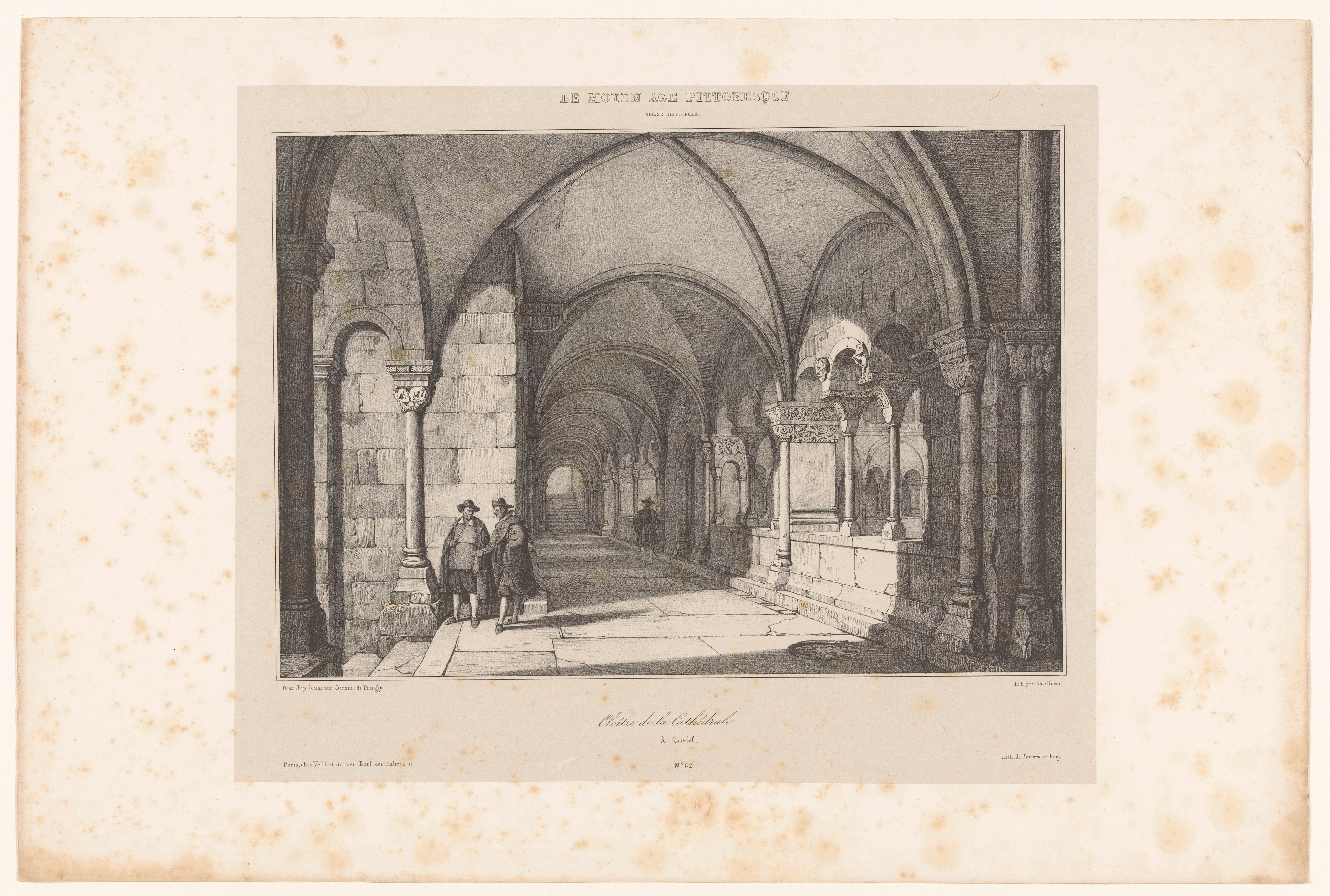 Zicht op een kloostergang van de Grossmünster in Zürich