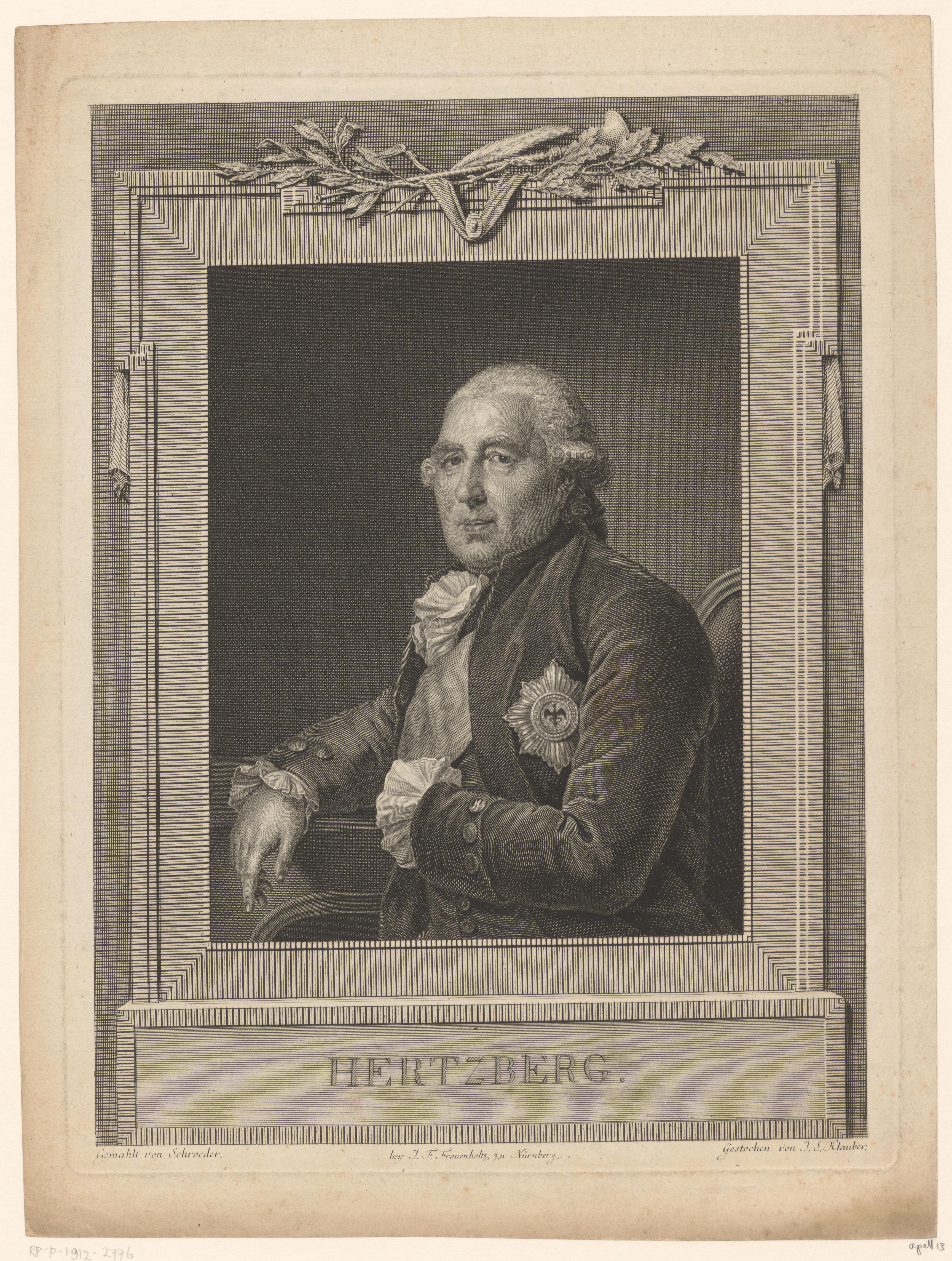 Portret van Ewald Friedrich von Hertzberg