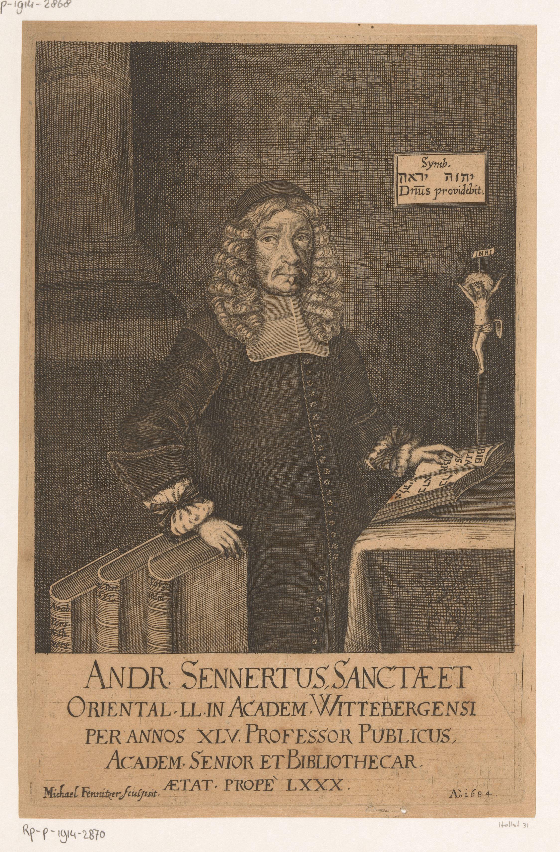 Portret van Andreas Sennert op 80-jarige leeftijd