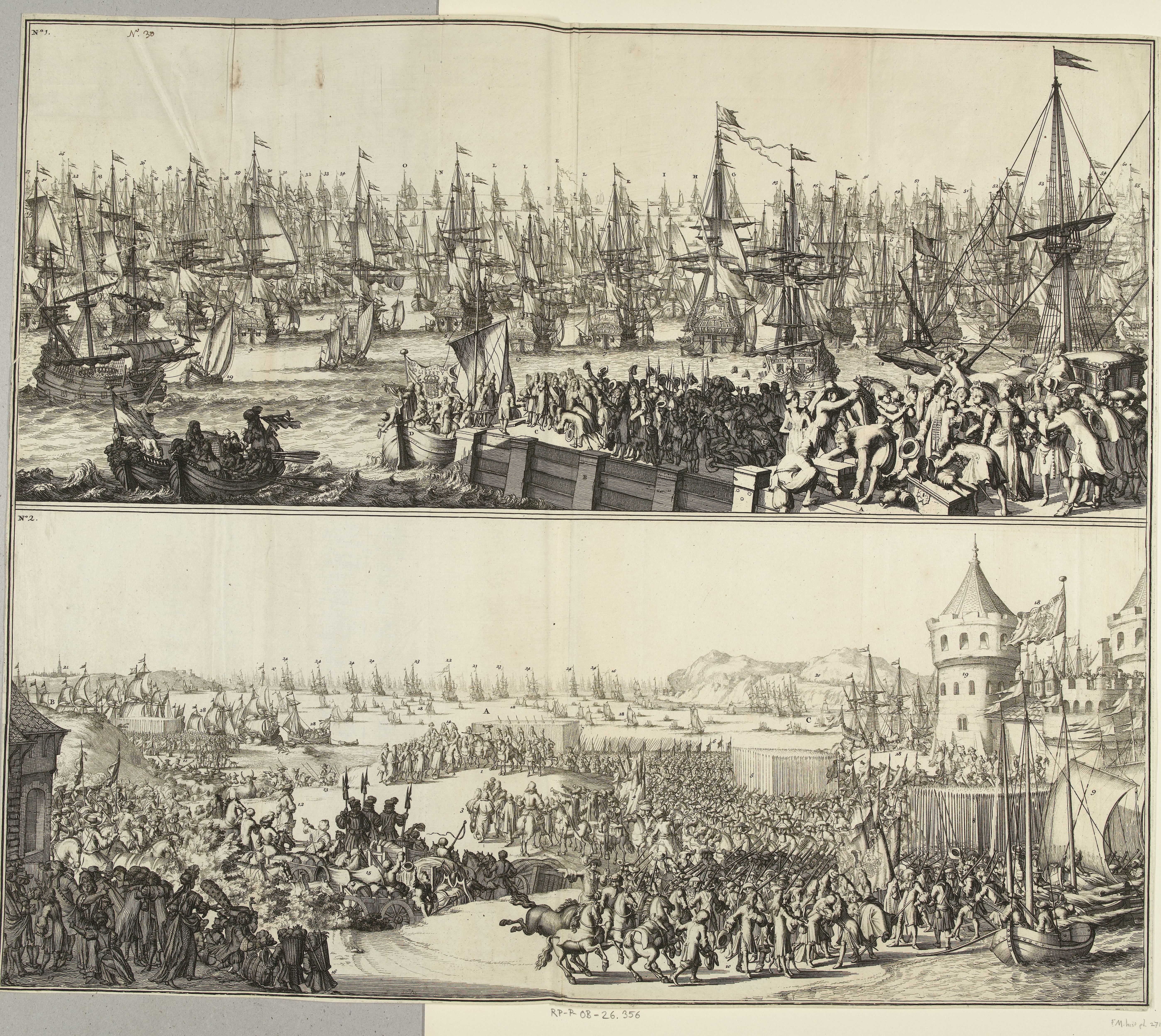 Vertrek van Willem III uit Hellevoetsluis en aankomst in Engeland, 1688