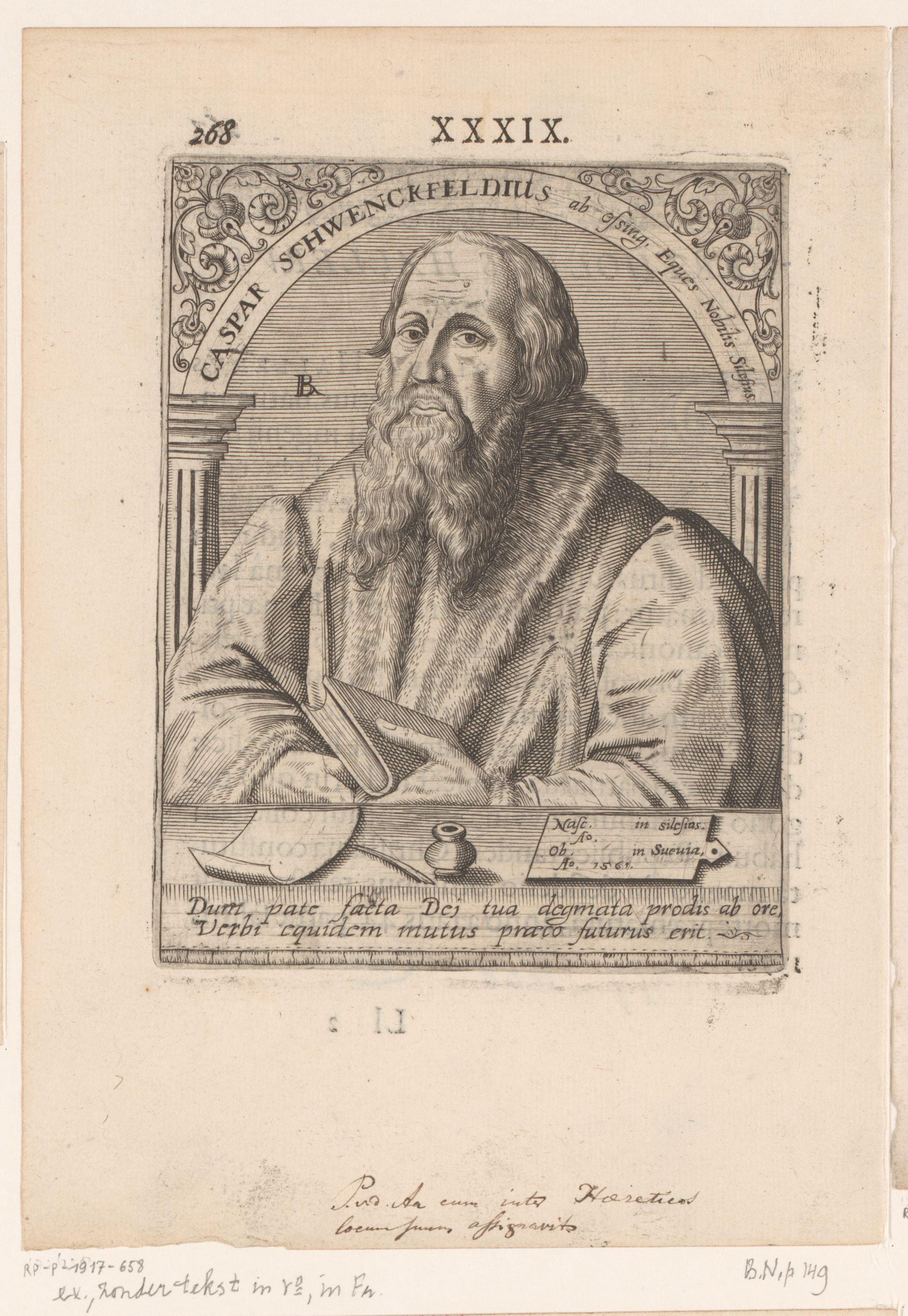 Portret van Caspar Schwenckfeld