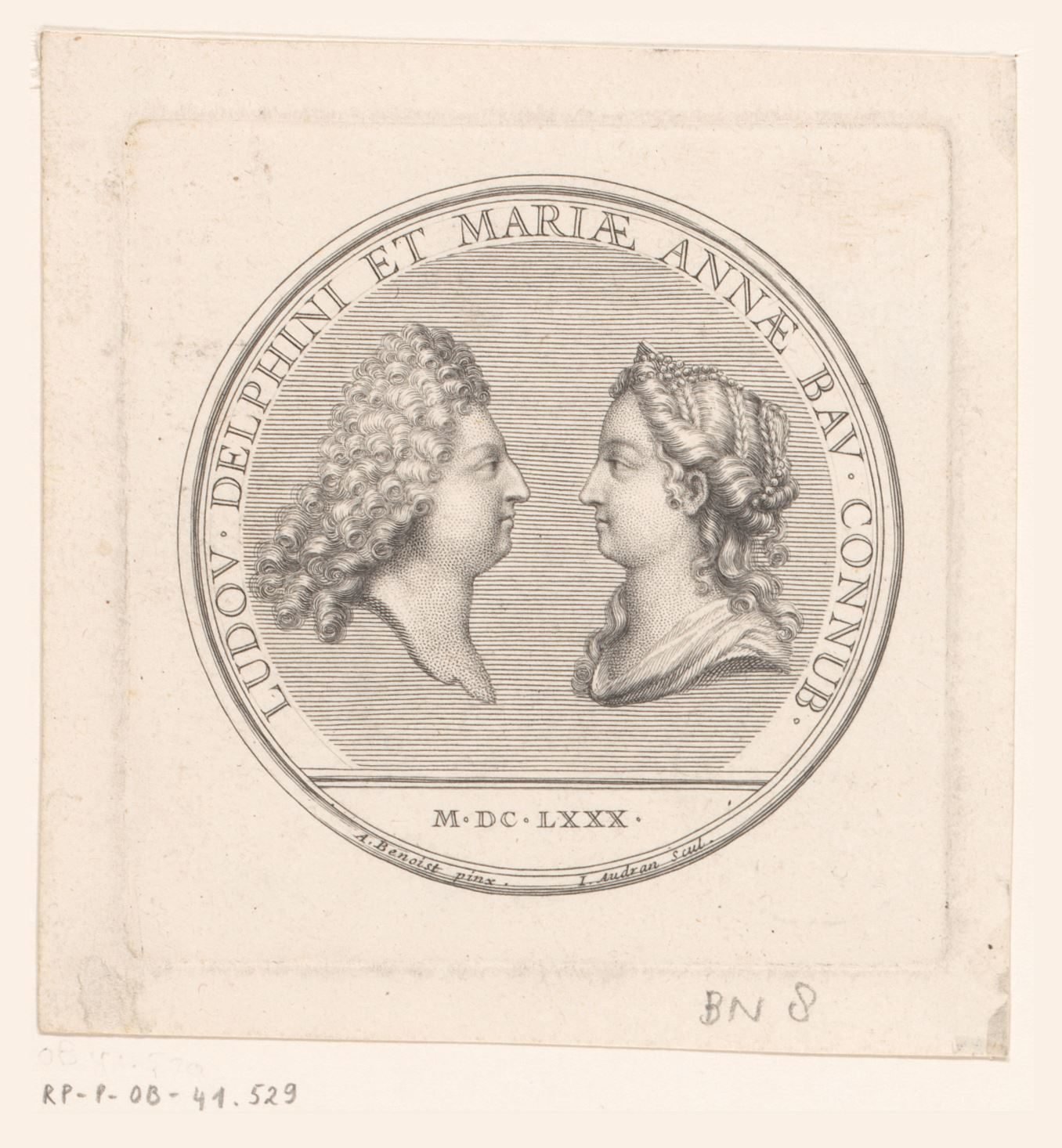 Medaillon met portretten van dauphin Lodewijk van Frankrijk en Maria Anna van Beieren