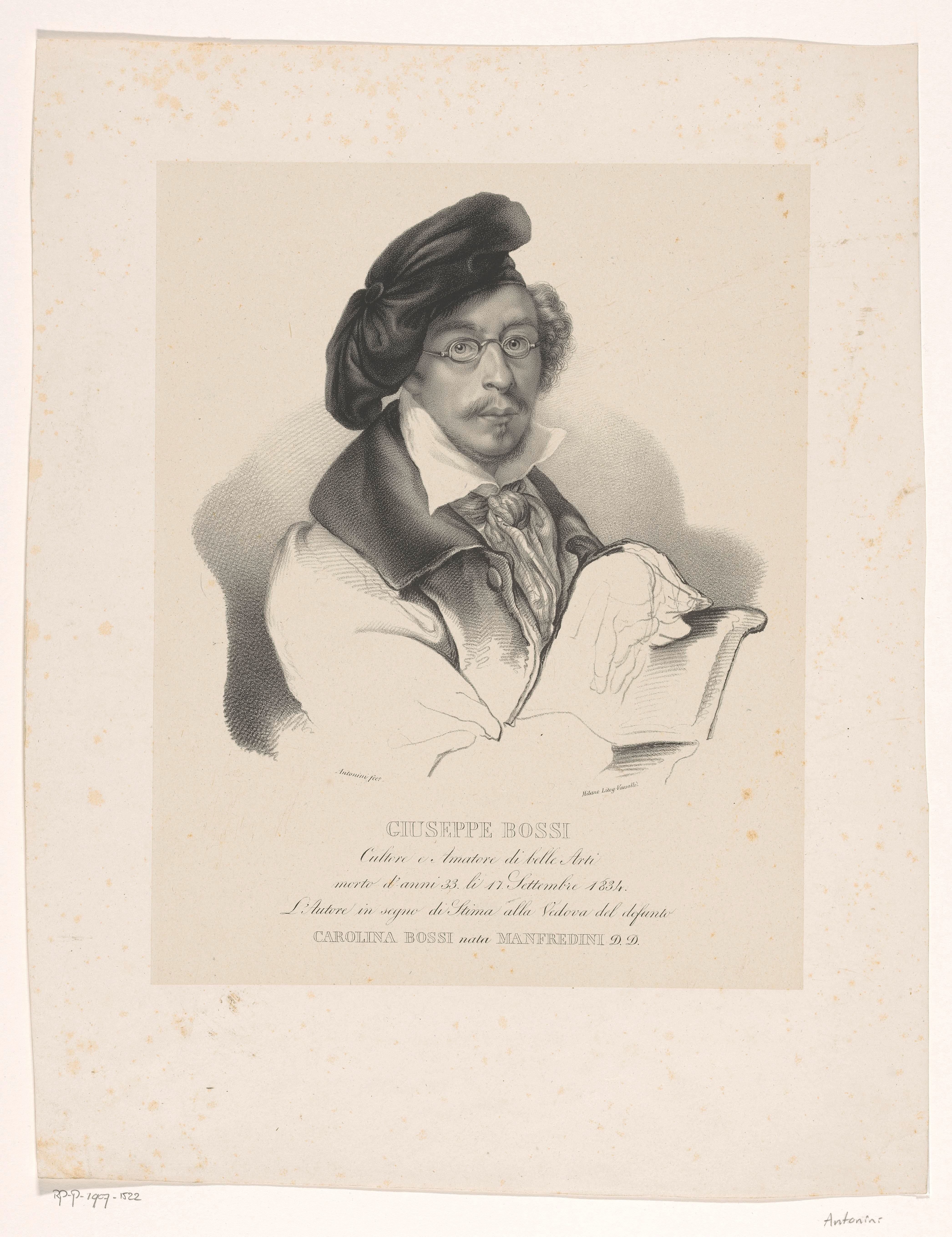 Portret van schrijver Giuseppe Bossi