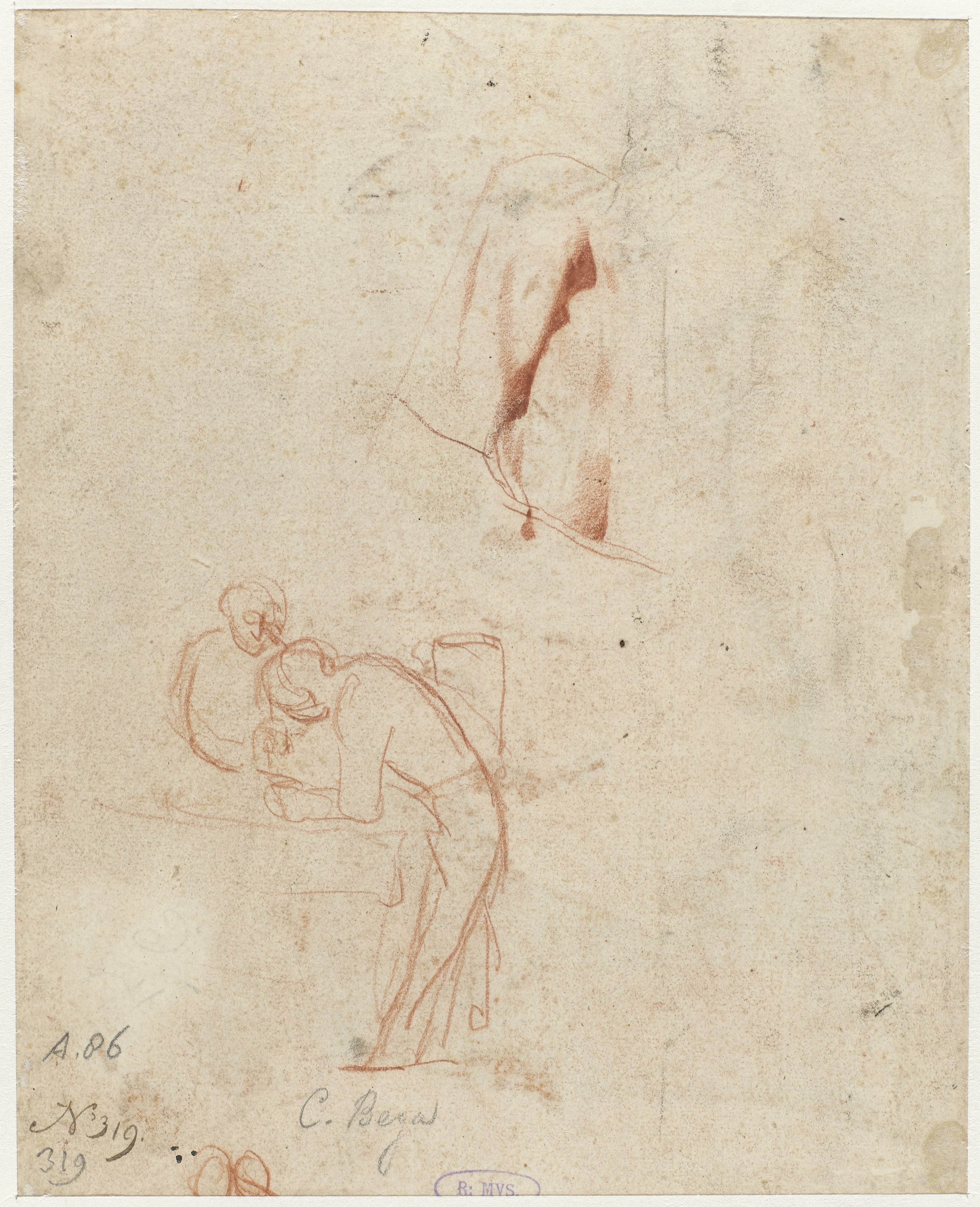 Sketch of Two Standing Figures and a Drapery Study