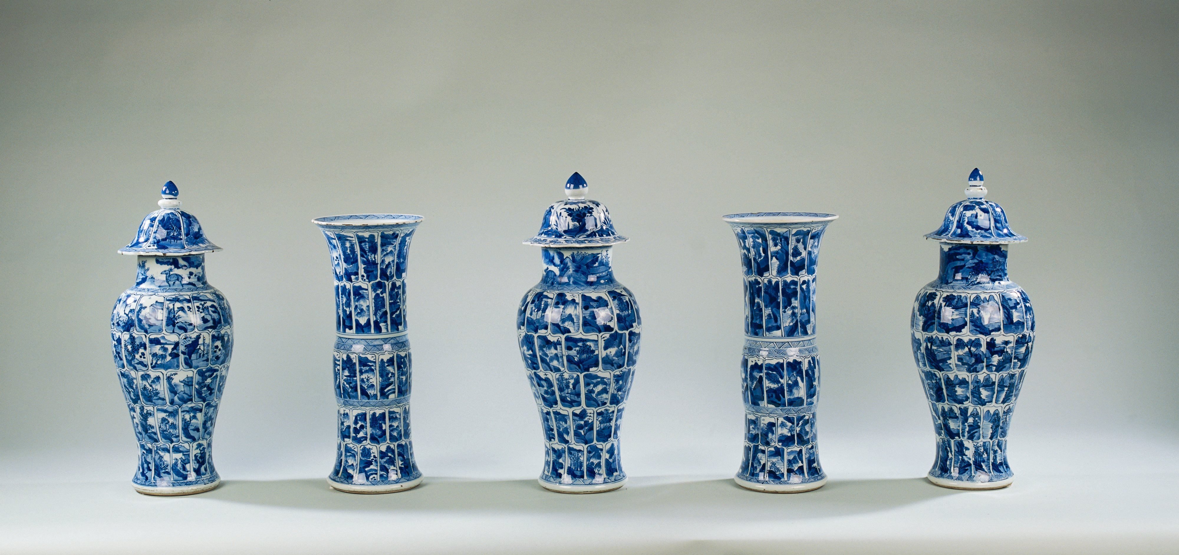 Baluster covered vase with landscapes in panels