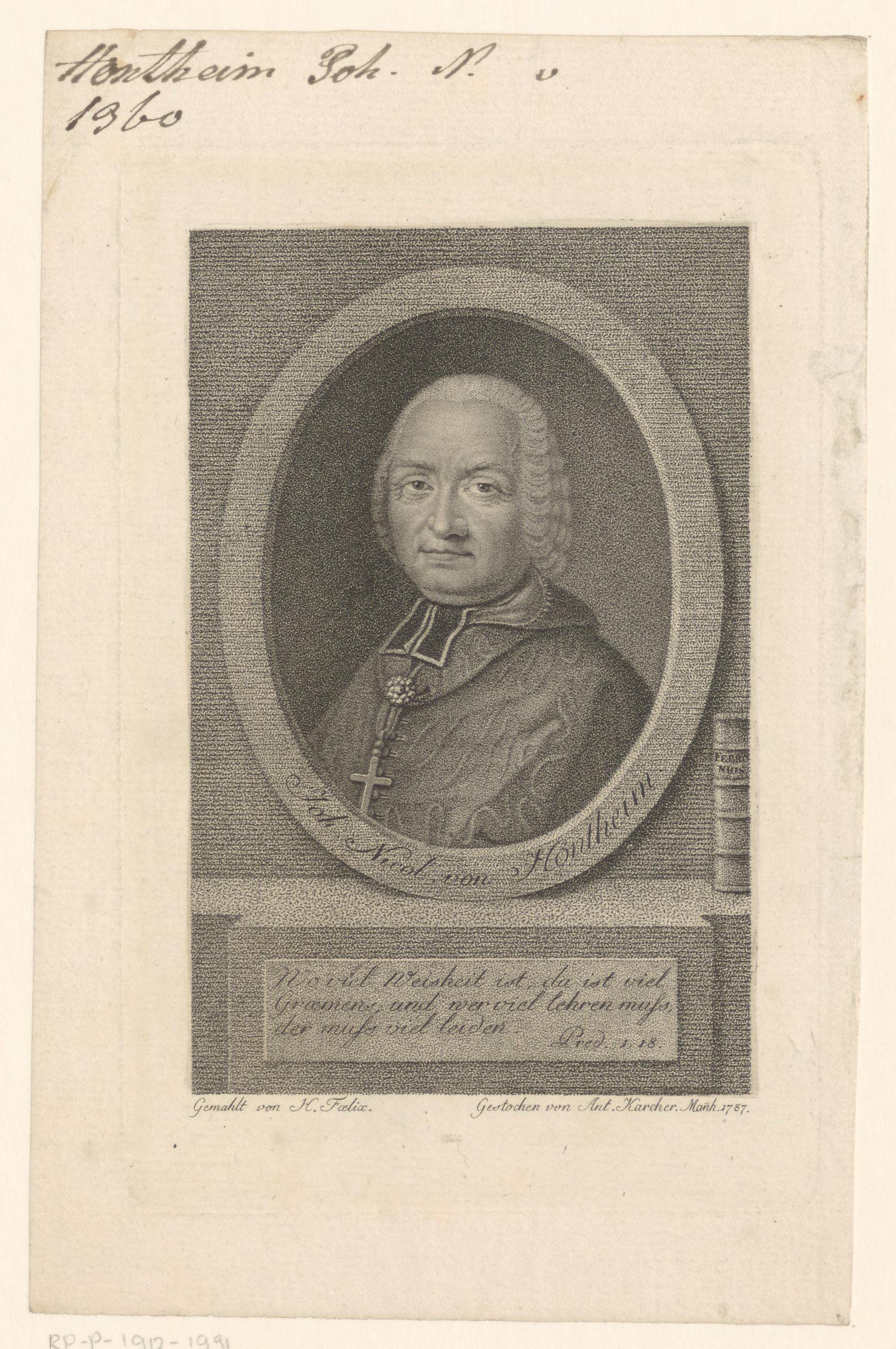 Portret van Nikolaus von Hontheim