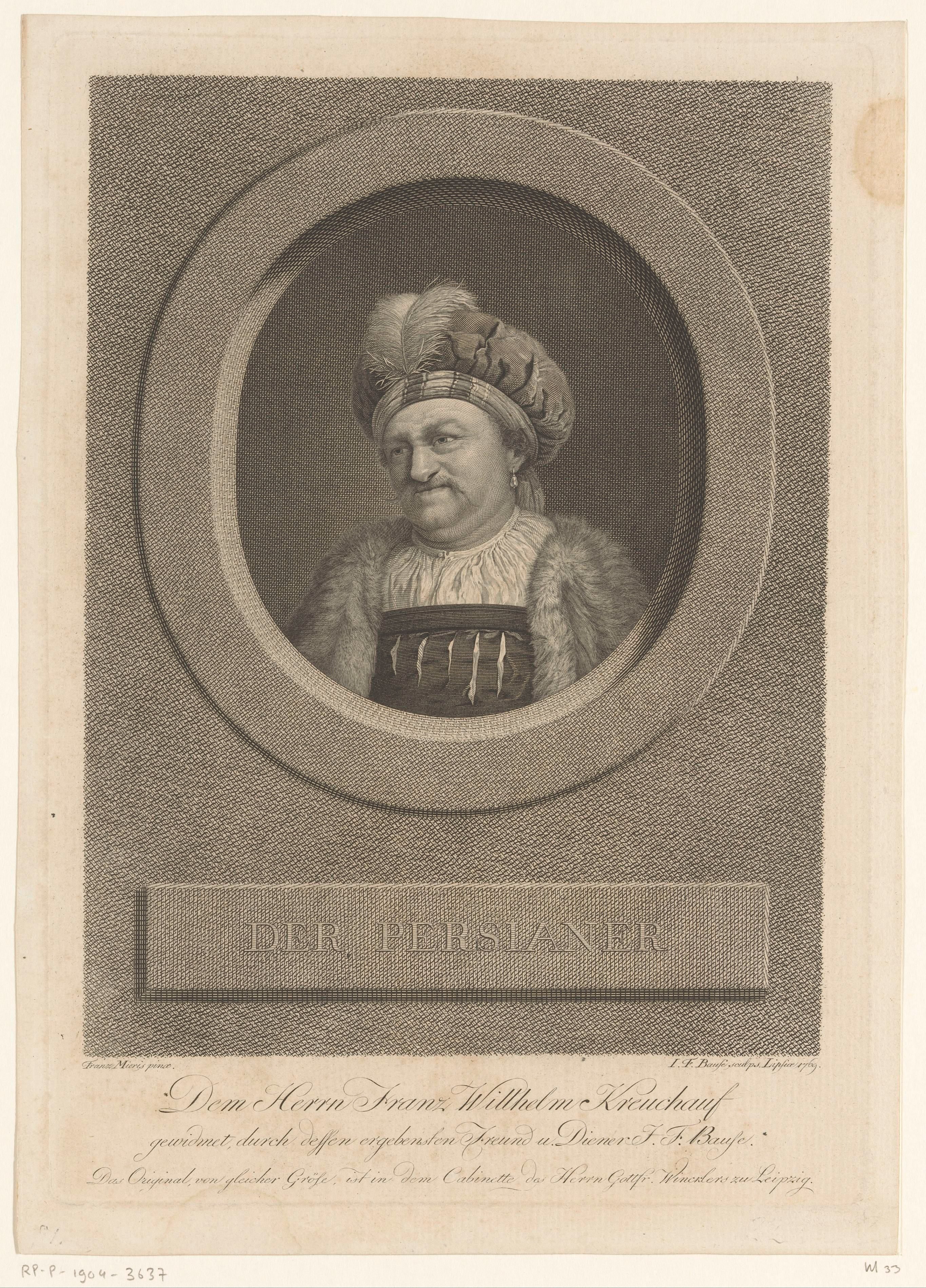 Portret van Frans van Mieris met baret