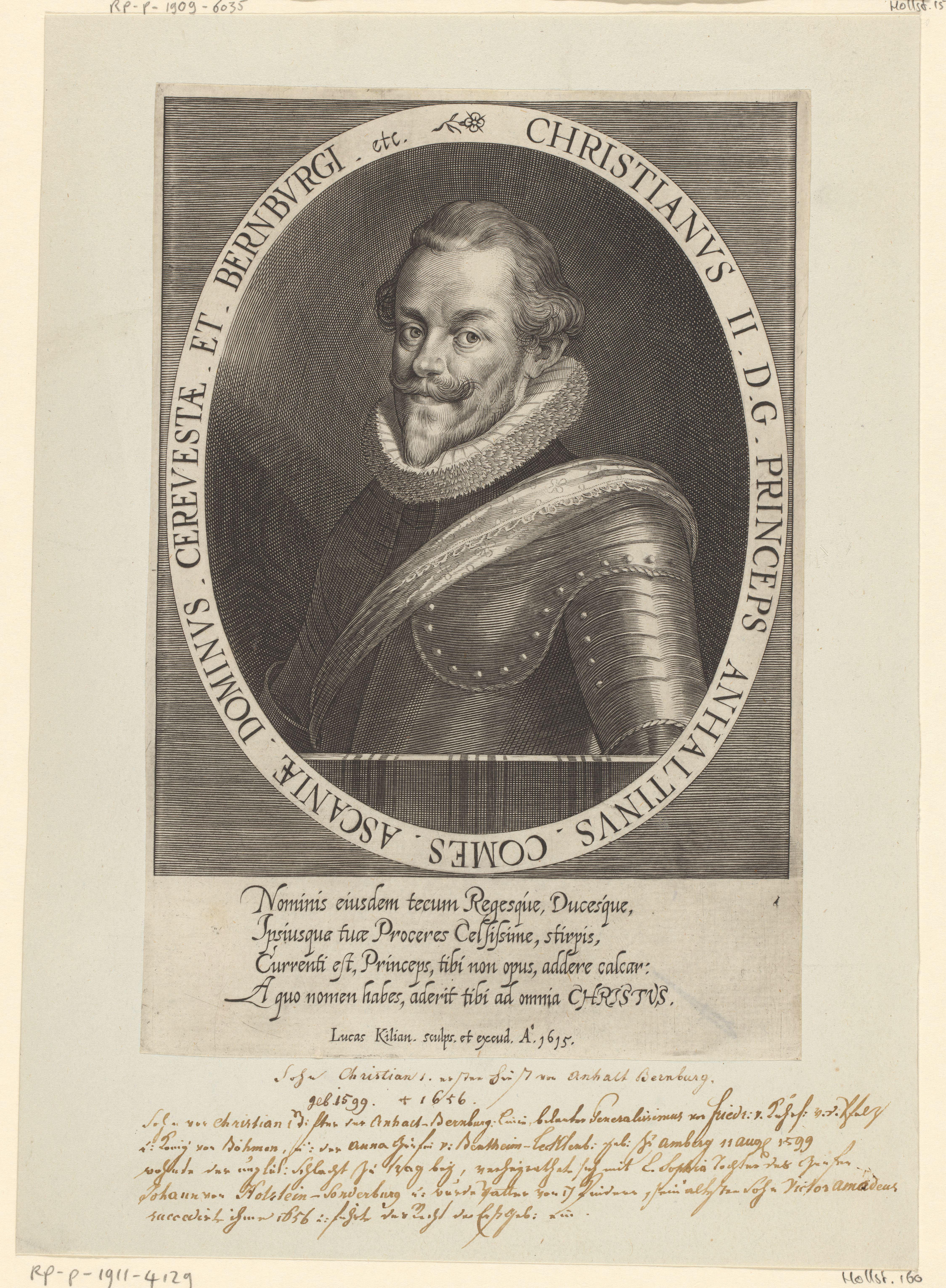 Portret van Christian von Anhalt-Bernburg