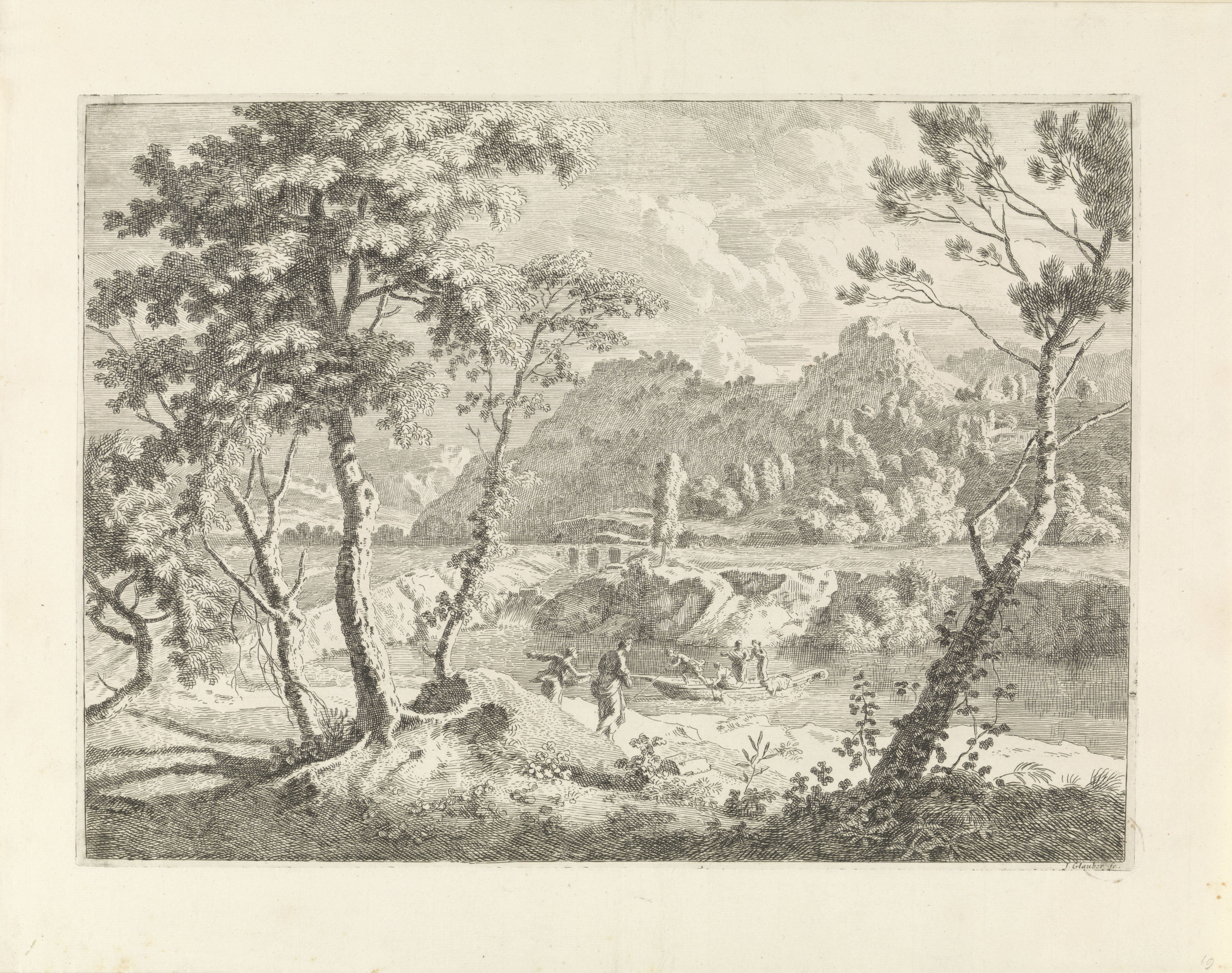 Rivierlandschap met een boot