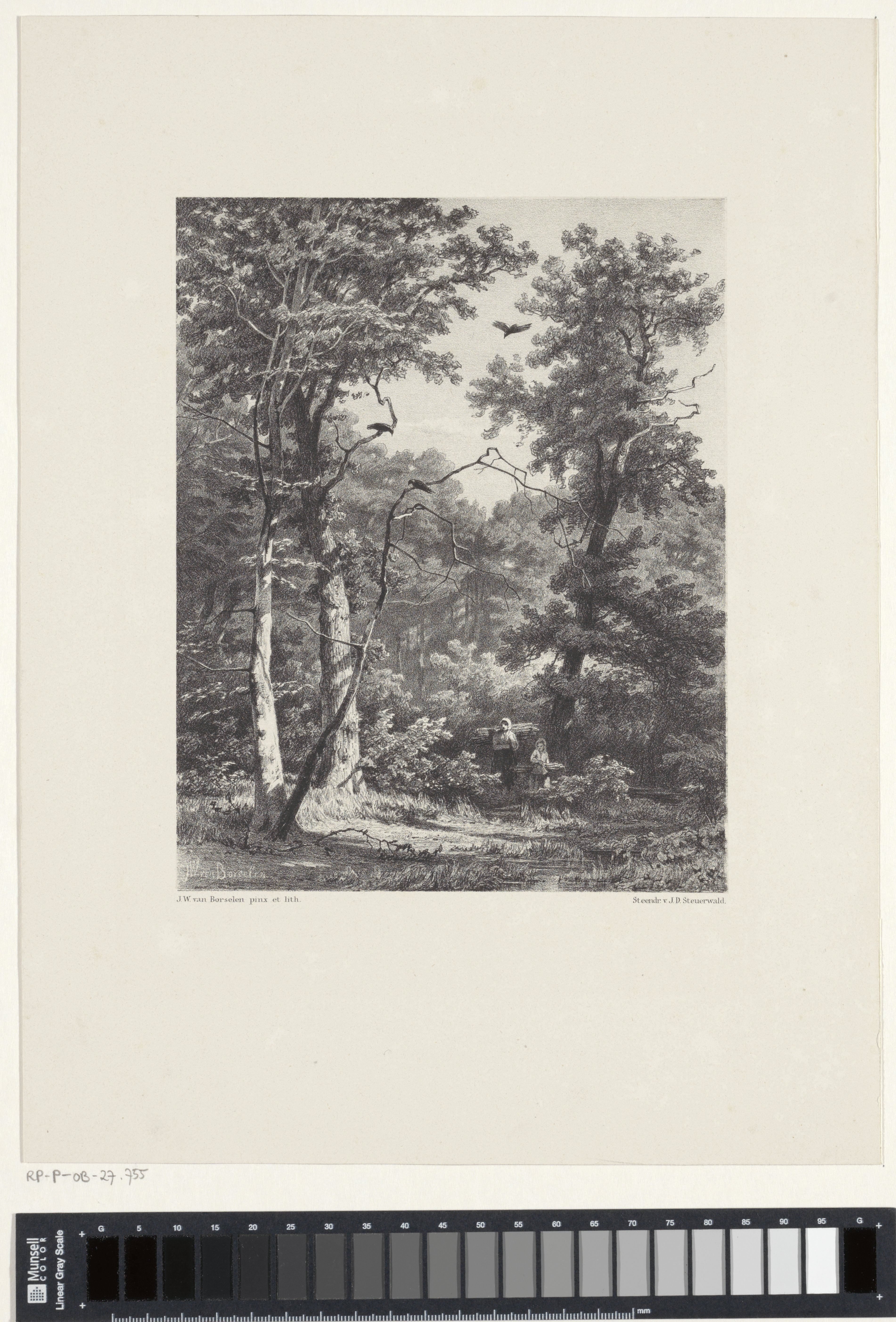Twee houtdragende figuren in het bos