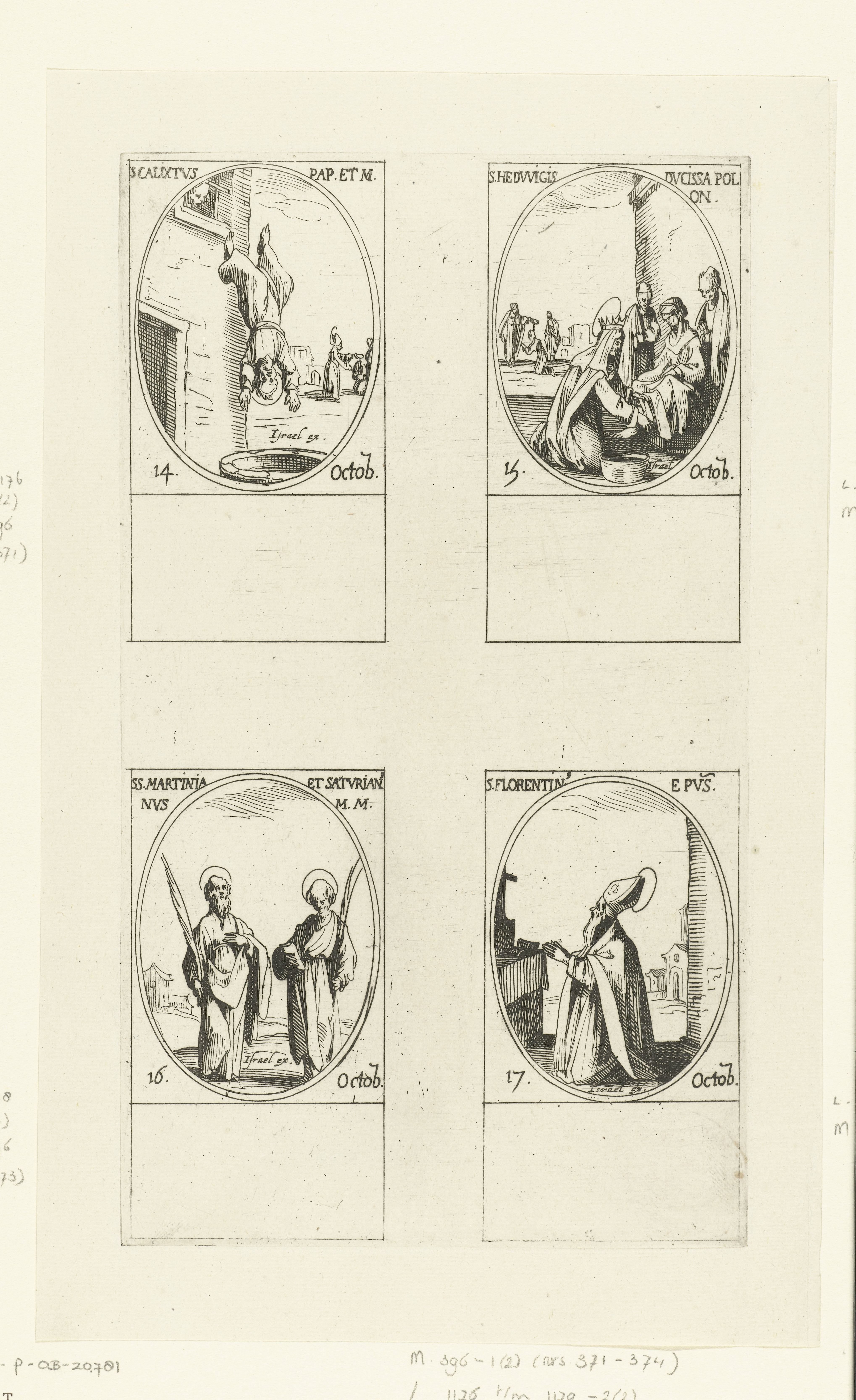 Heilige Calixtus I, Heilige Hedwig van Silezië, Heilige Martinianus en Heilige Saturianus, Heilige Florentinus van Trier (14-17 oktober)