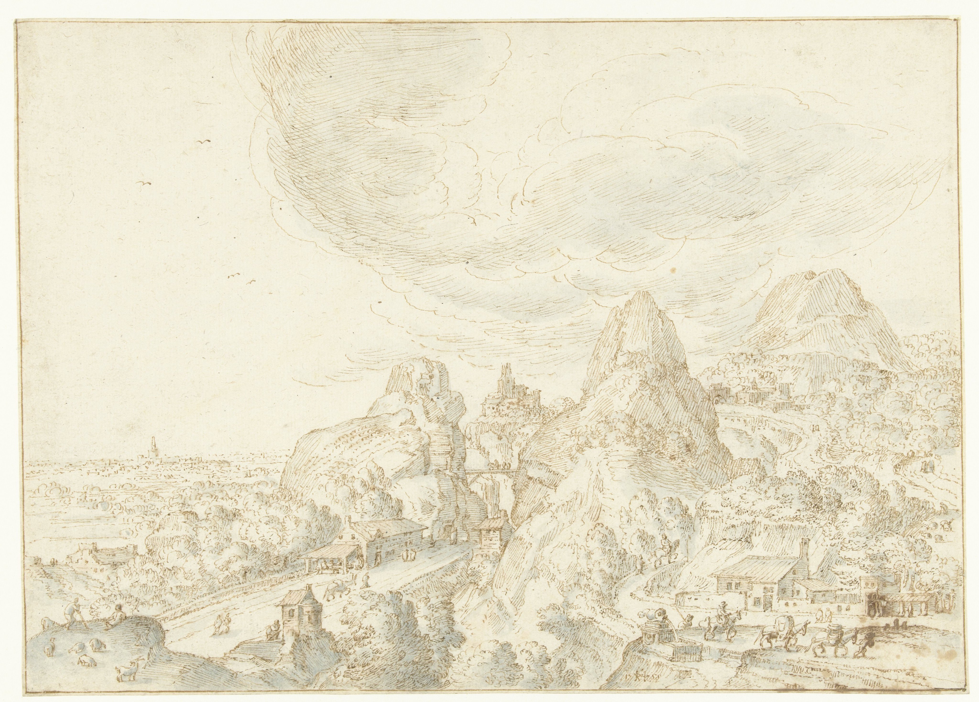 Landschap met bergen en een kronkelende weg