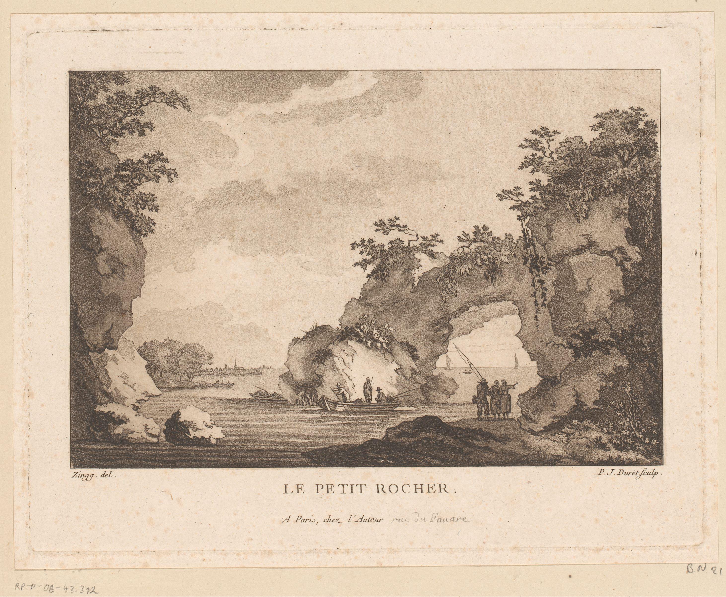 Landschap met rotsen aan het water