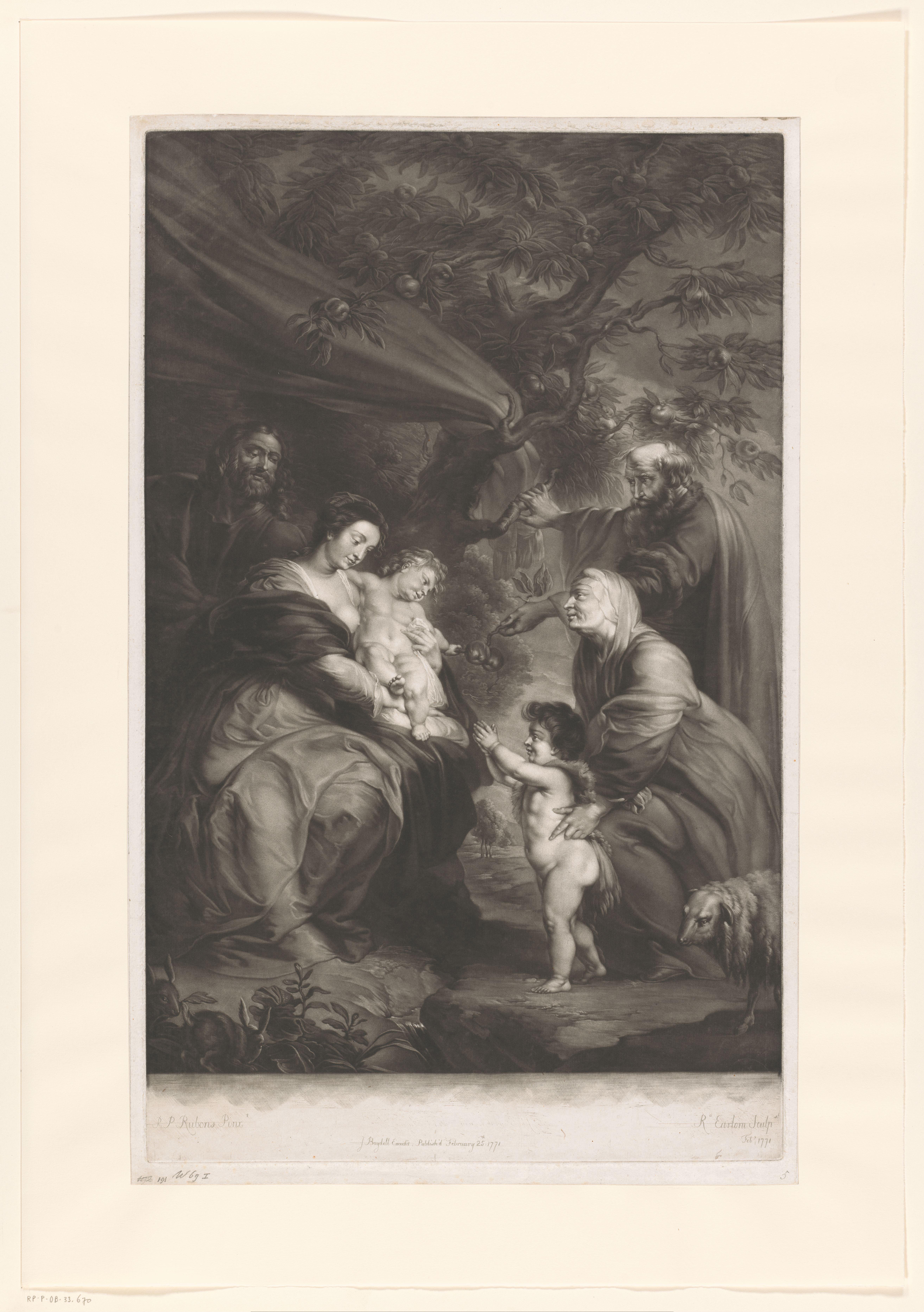 Heilige Familie met Elisabet, Zacharias en Johannes de Doper als kind