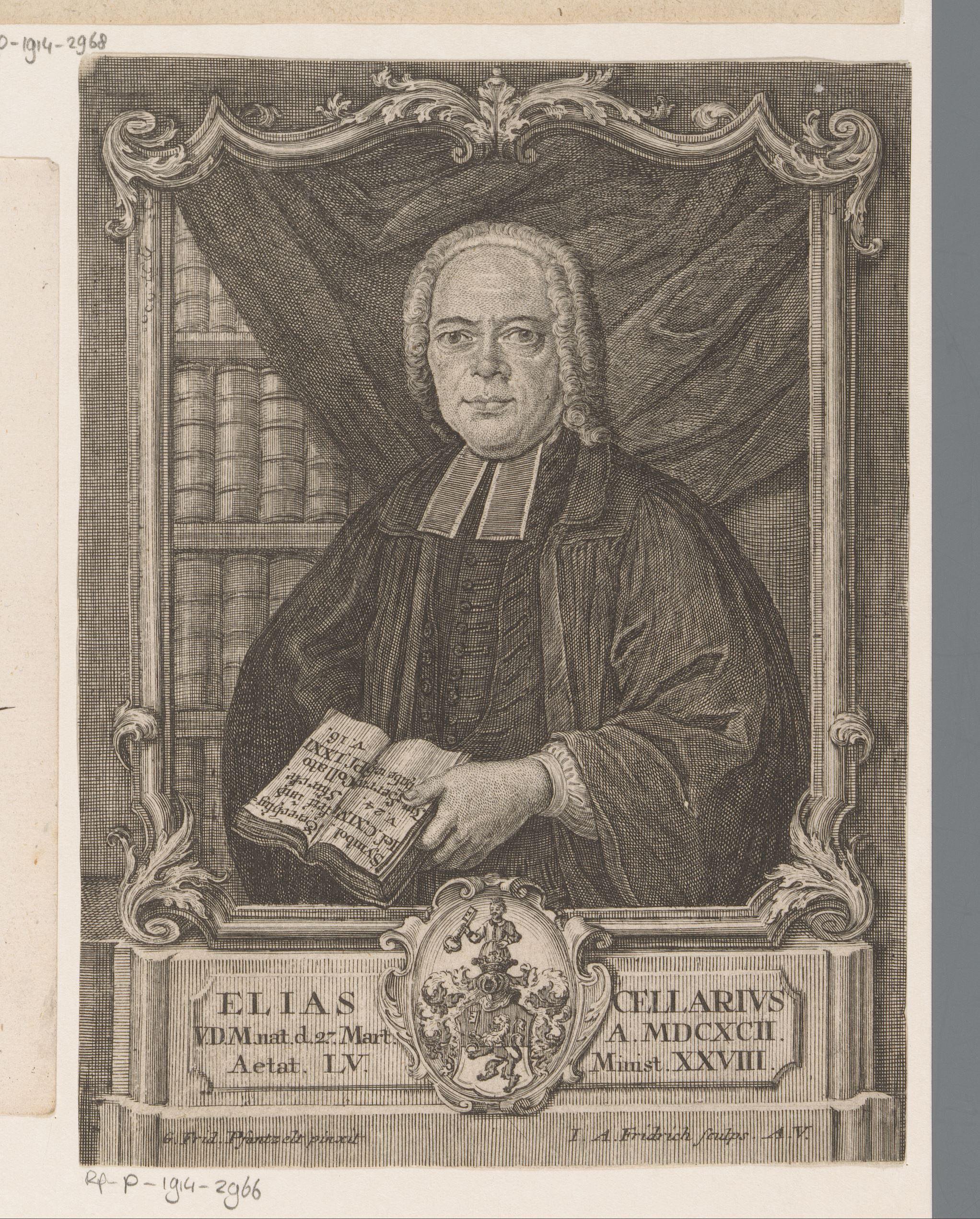 Portret van Elias Cellarius op 55-jarige leeftijd