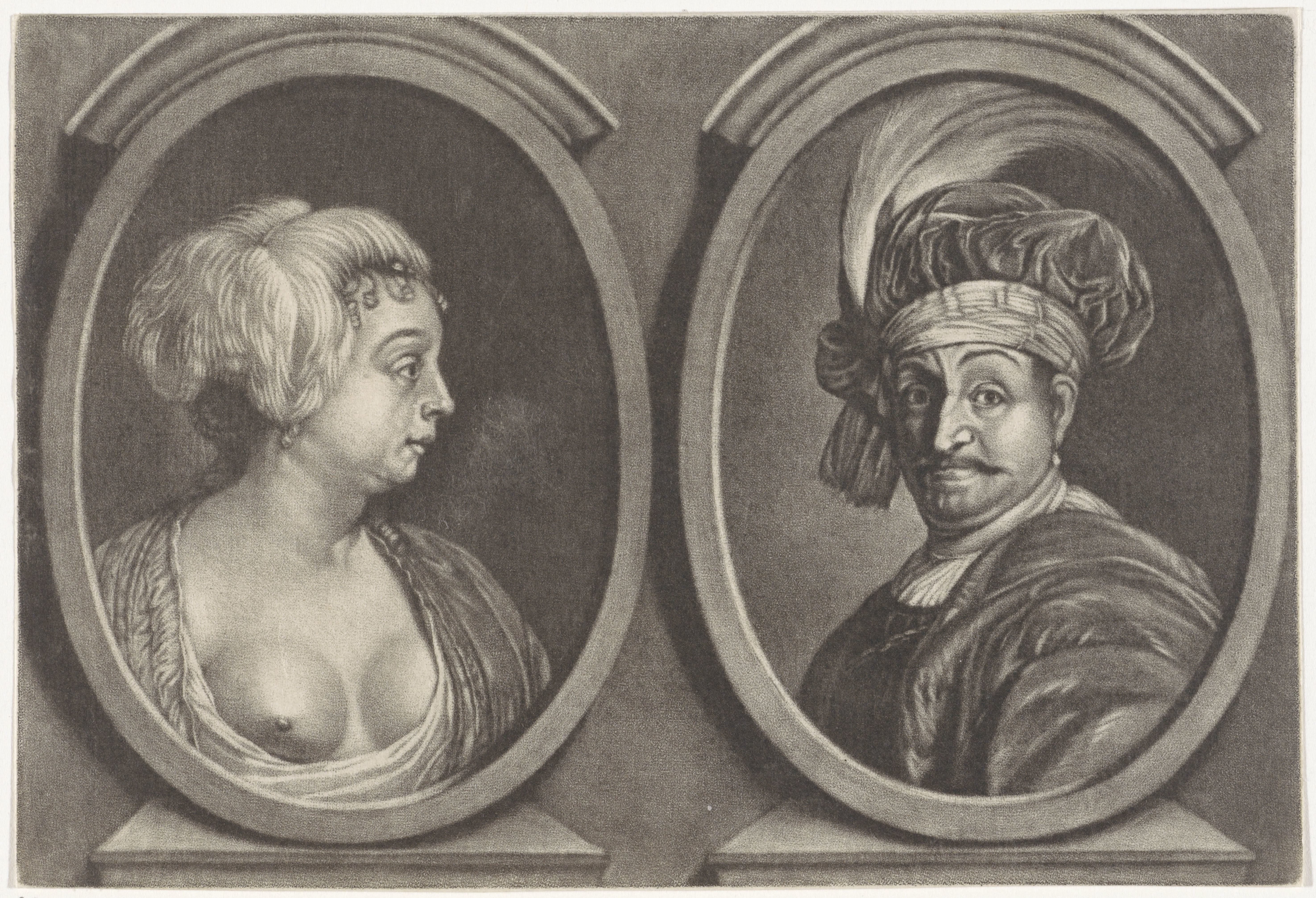 Dubbelportret van een man en een vrouw