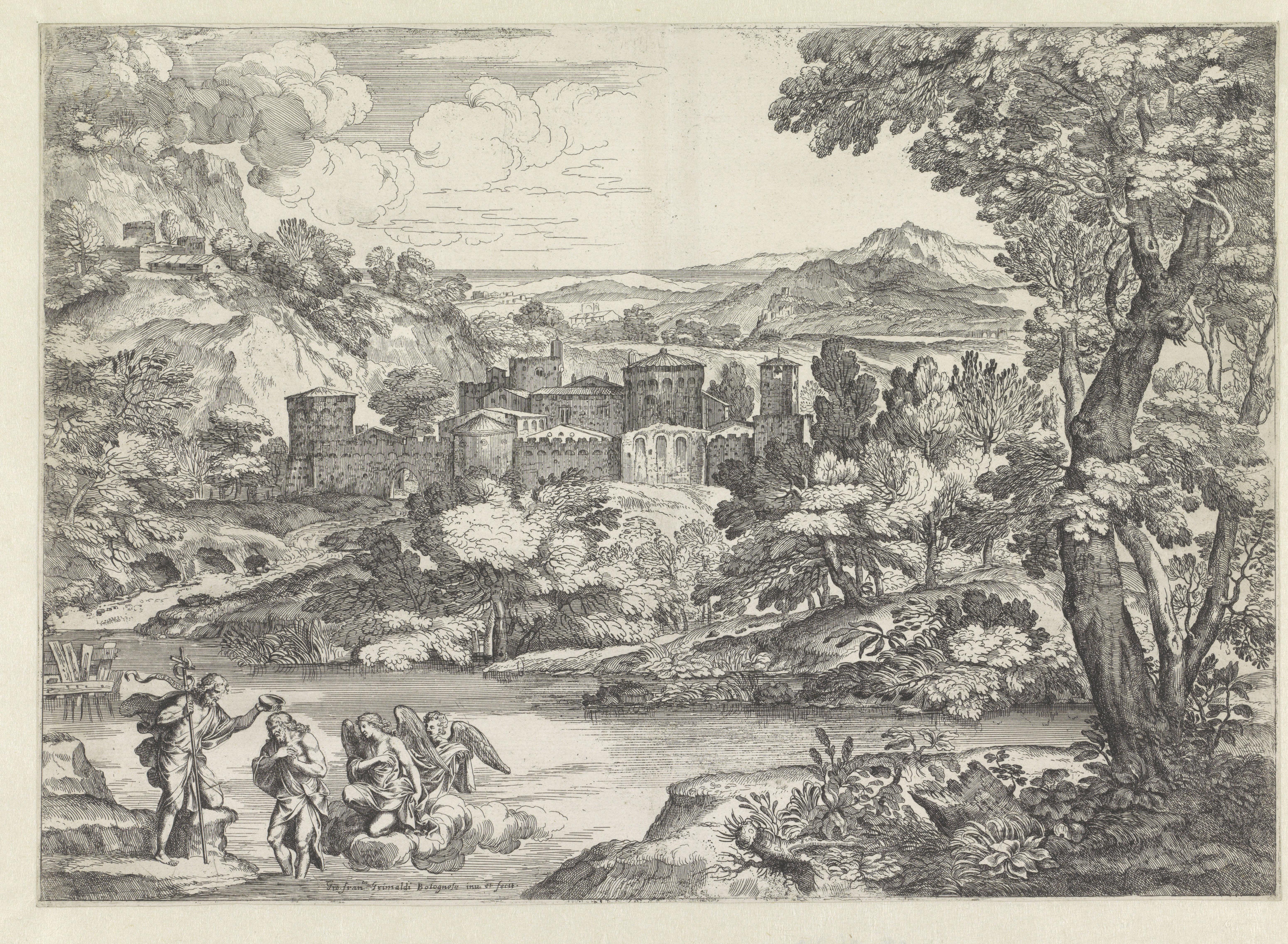 Landschap met de doop van Christus