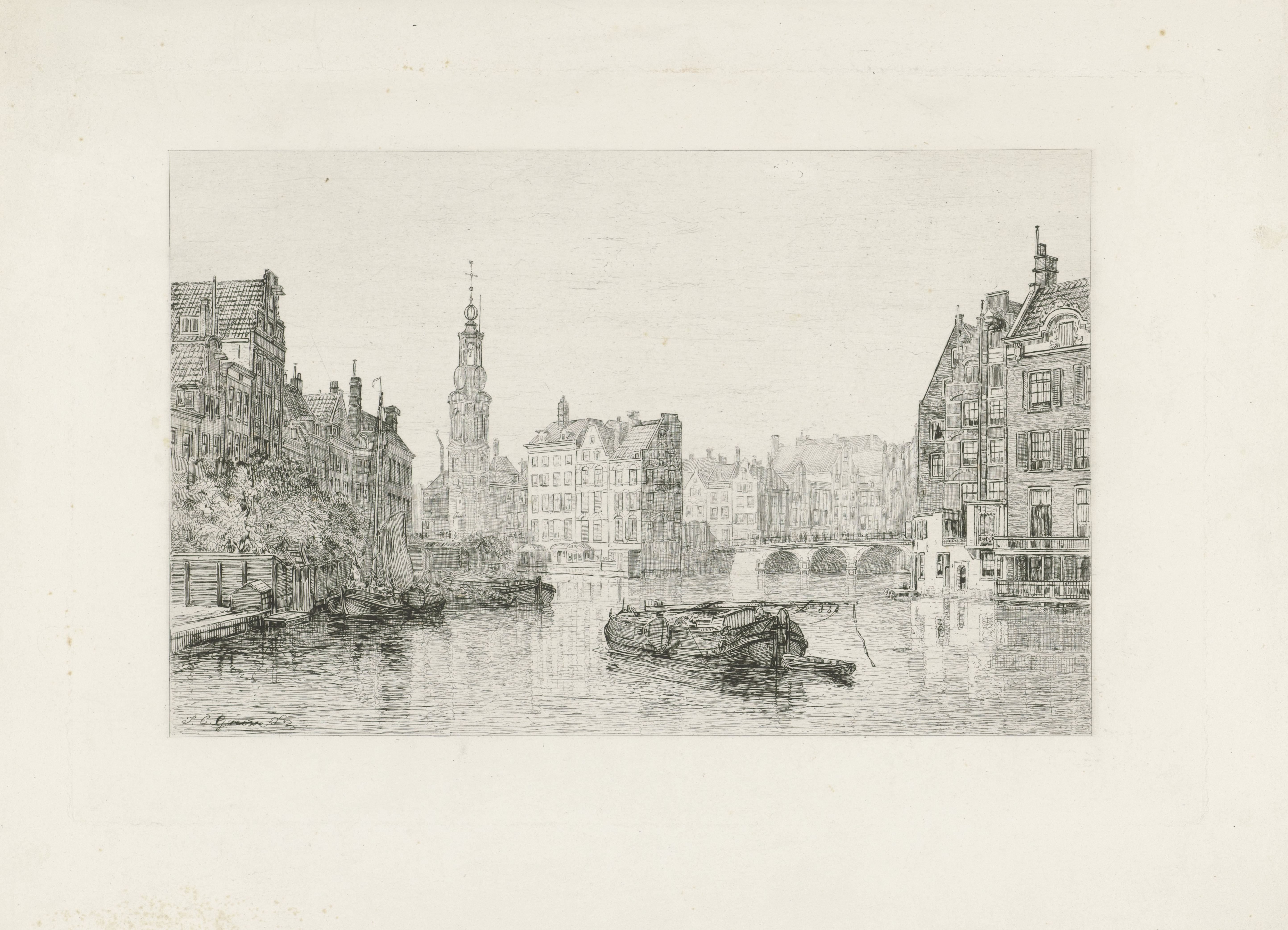 Gezicht op de Munttoren in Amsterdam