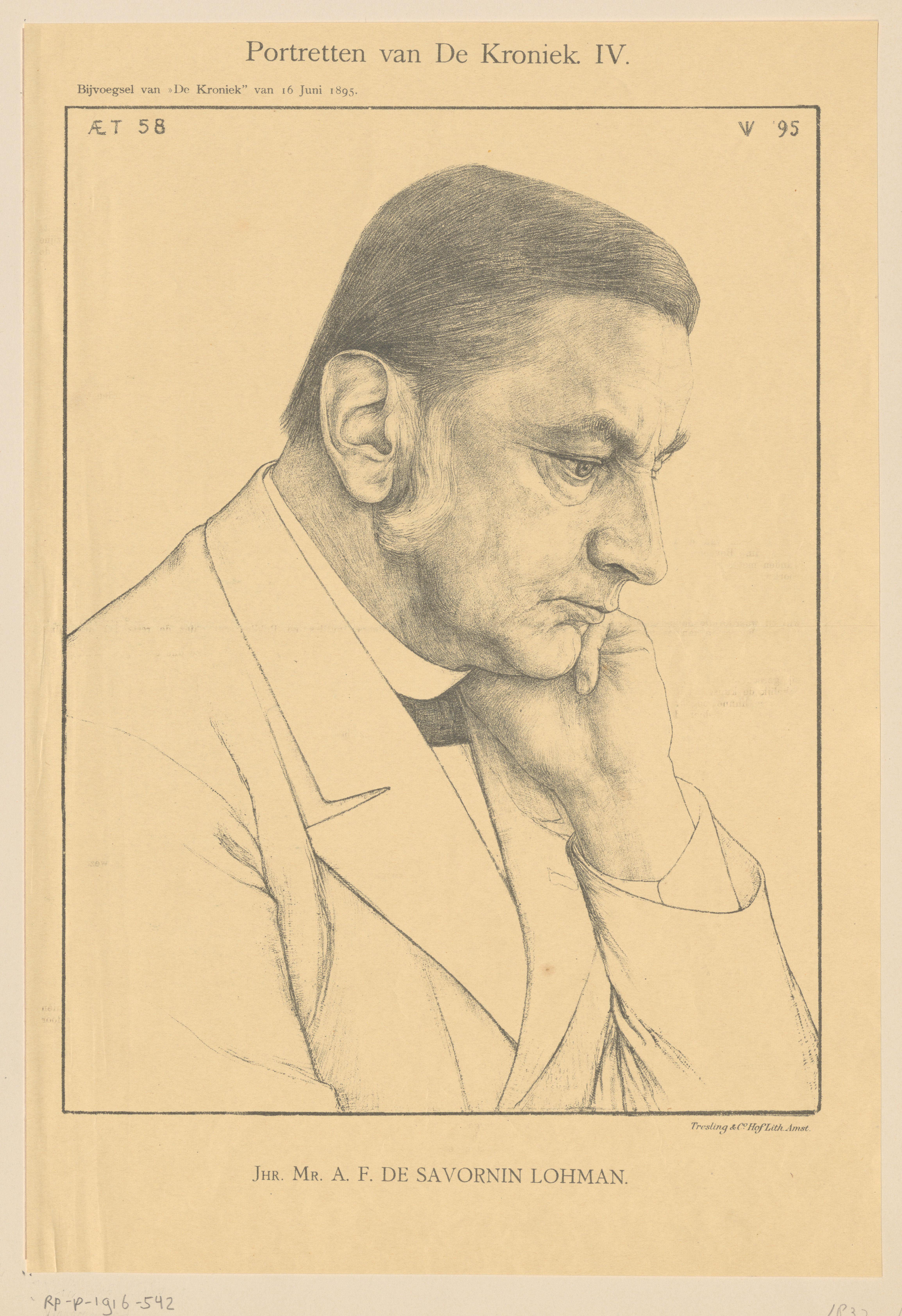 Portret van Alexander de Savornin Lohman op 58-jarige leeftijd
