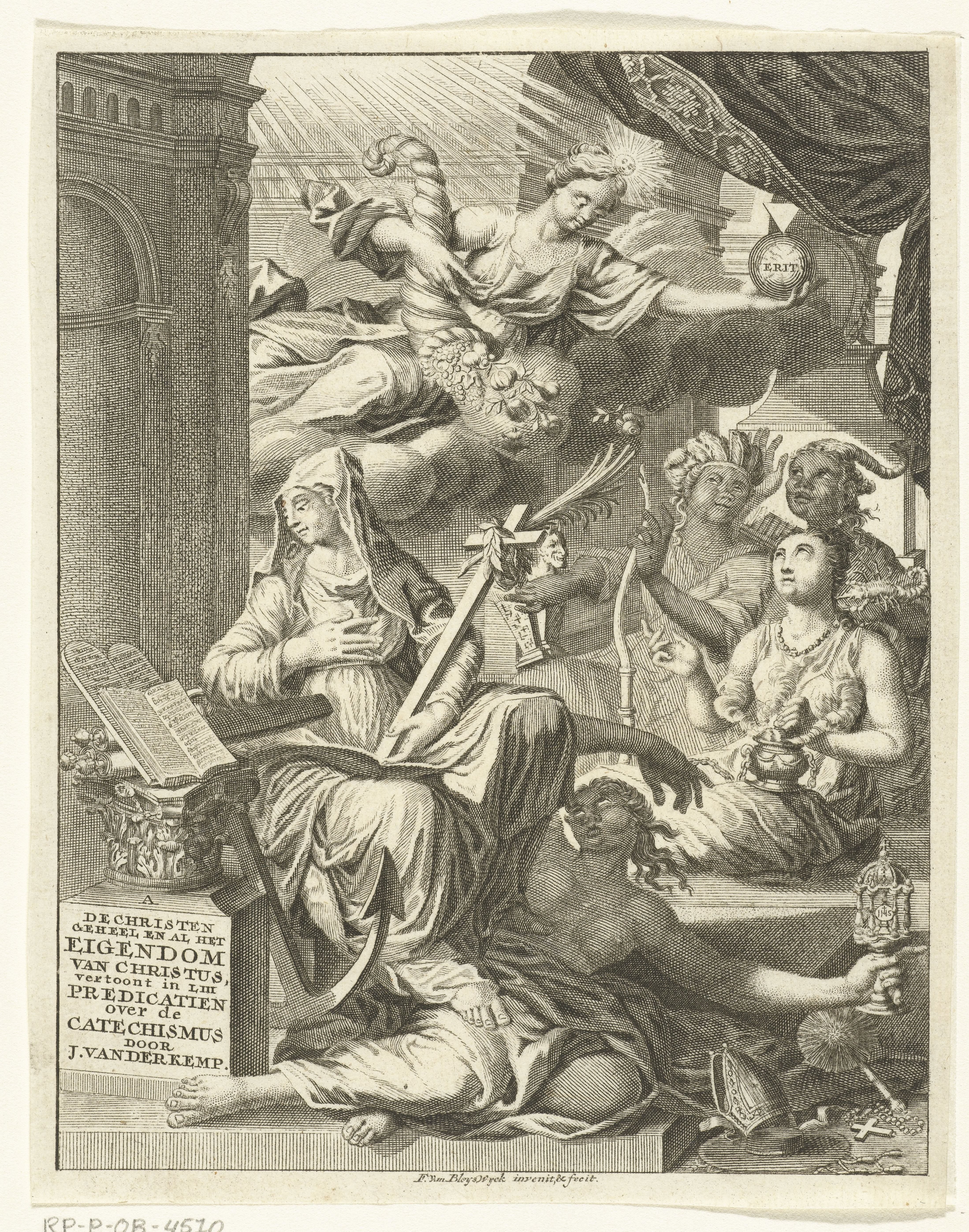 Allegorie met vrouwelijke personificaties van onder andere de waarheid en deugden en ondeugden