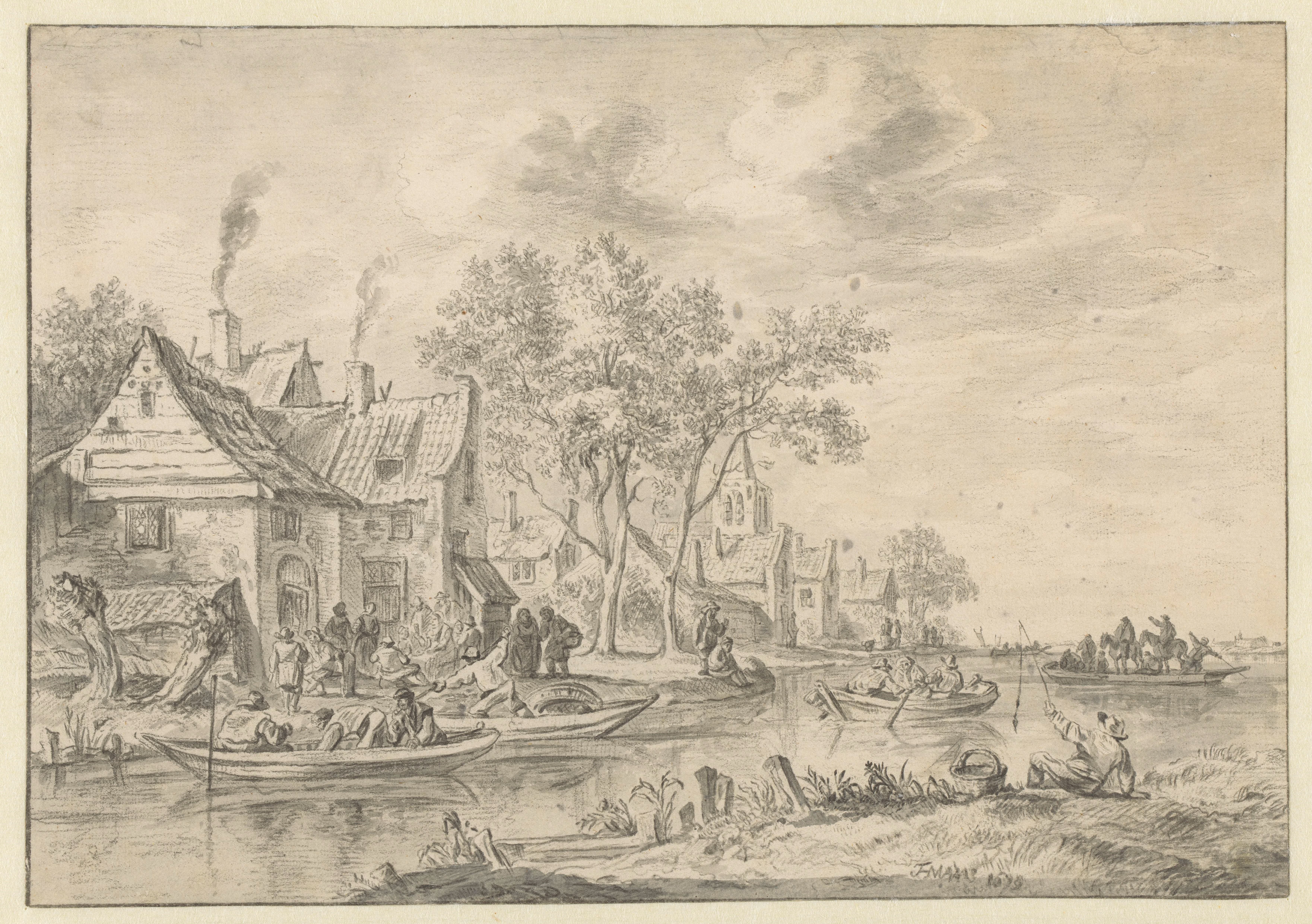 Dorp aan een rivier gelegen