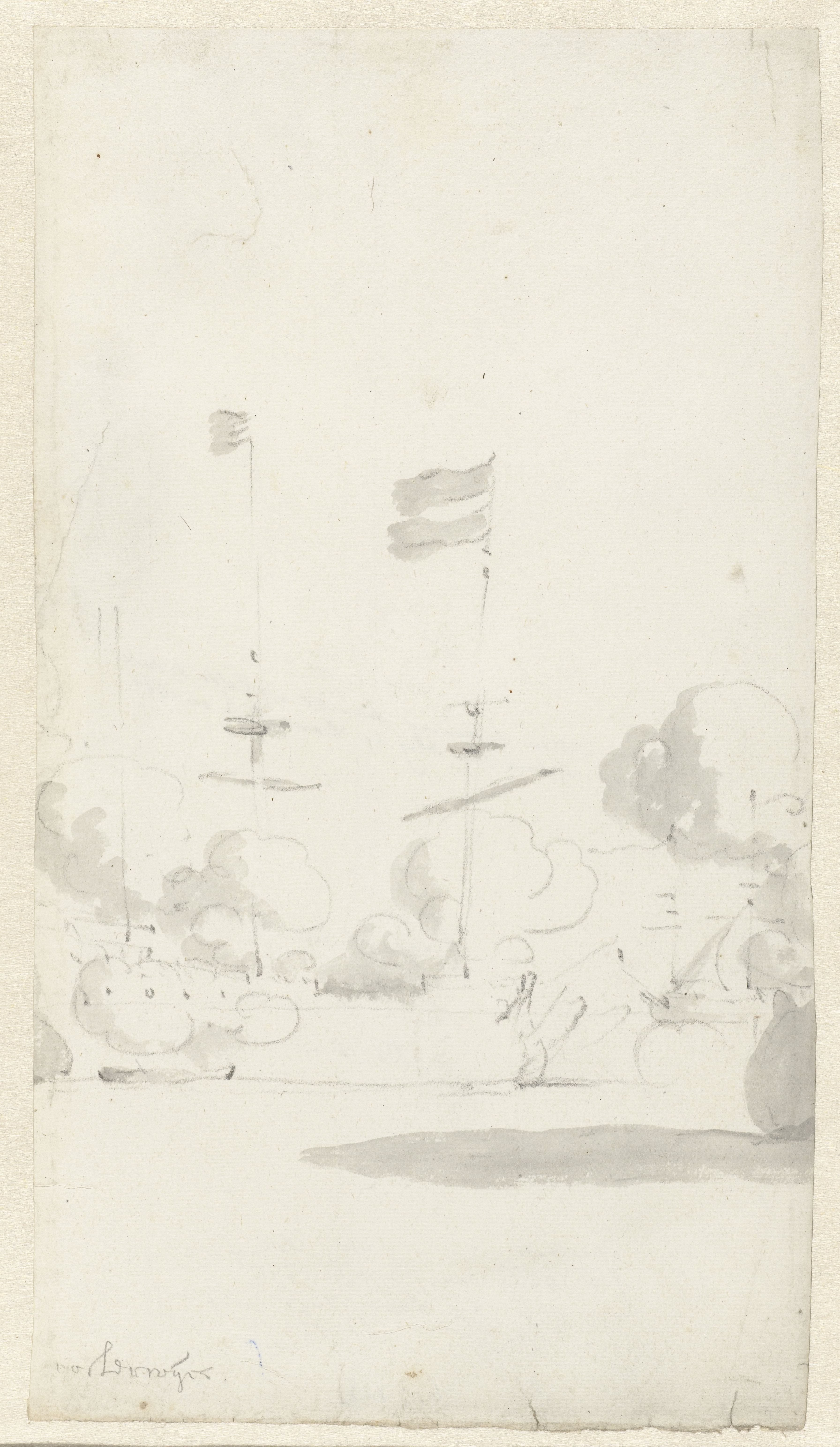 Het schip Oosterwijk tijdens de de slag bij Lowestoft op 13 Juni 1665