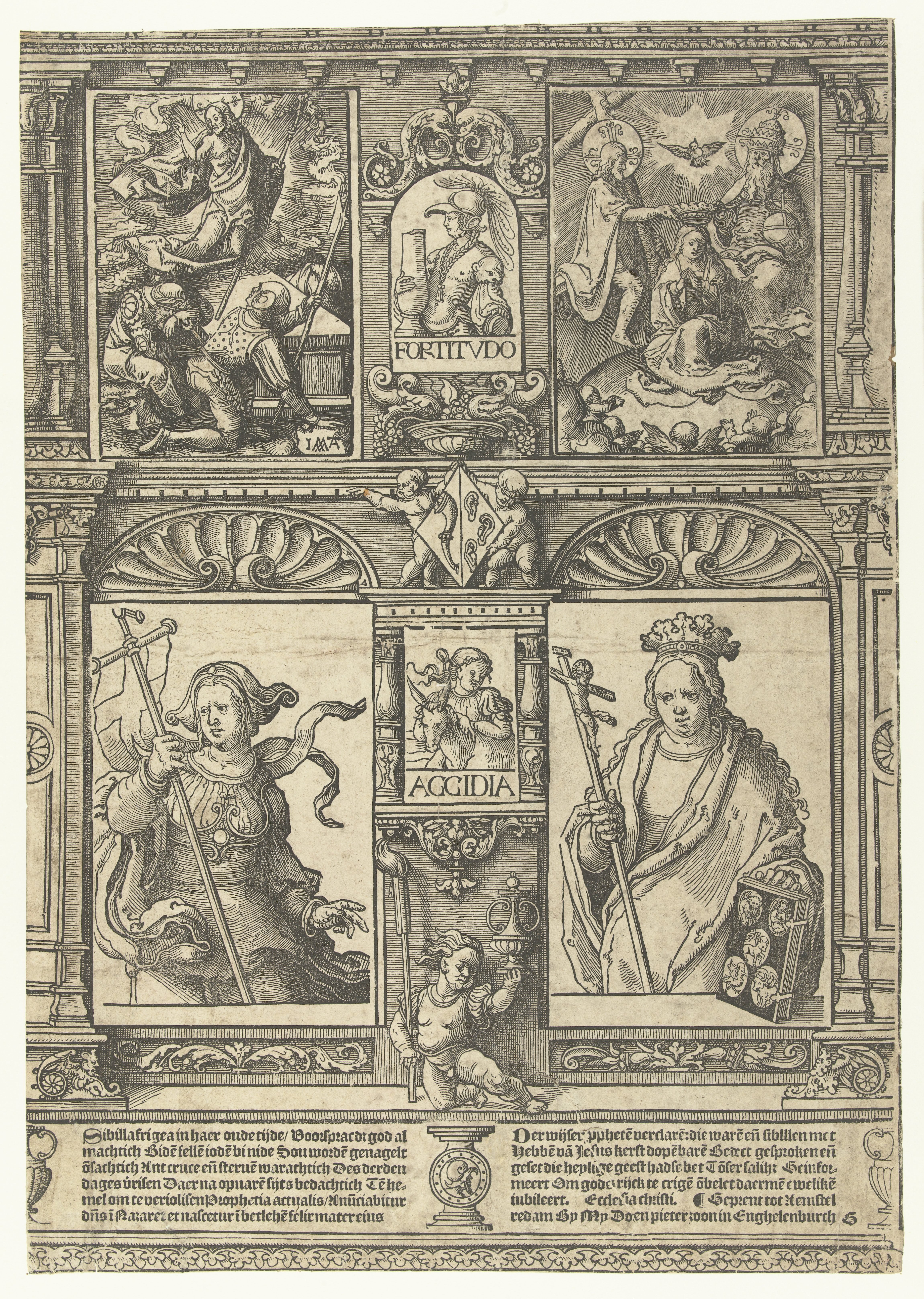 Blad met twee sibyllen en twee scènes